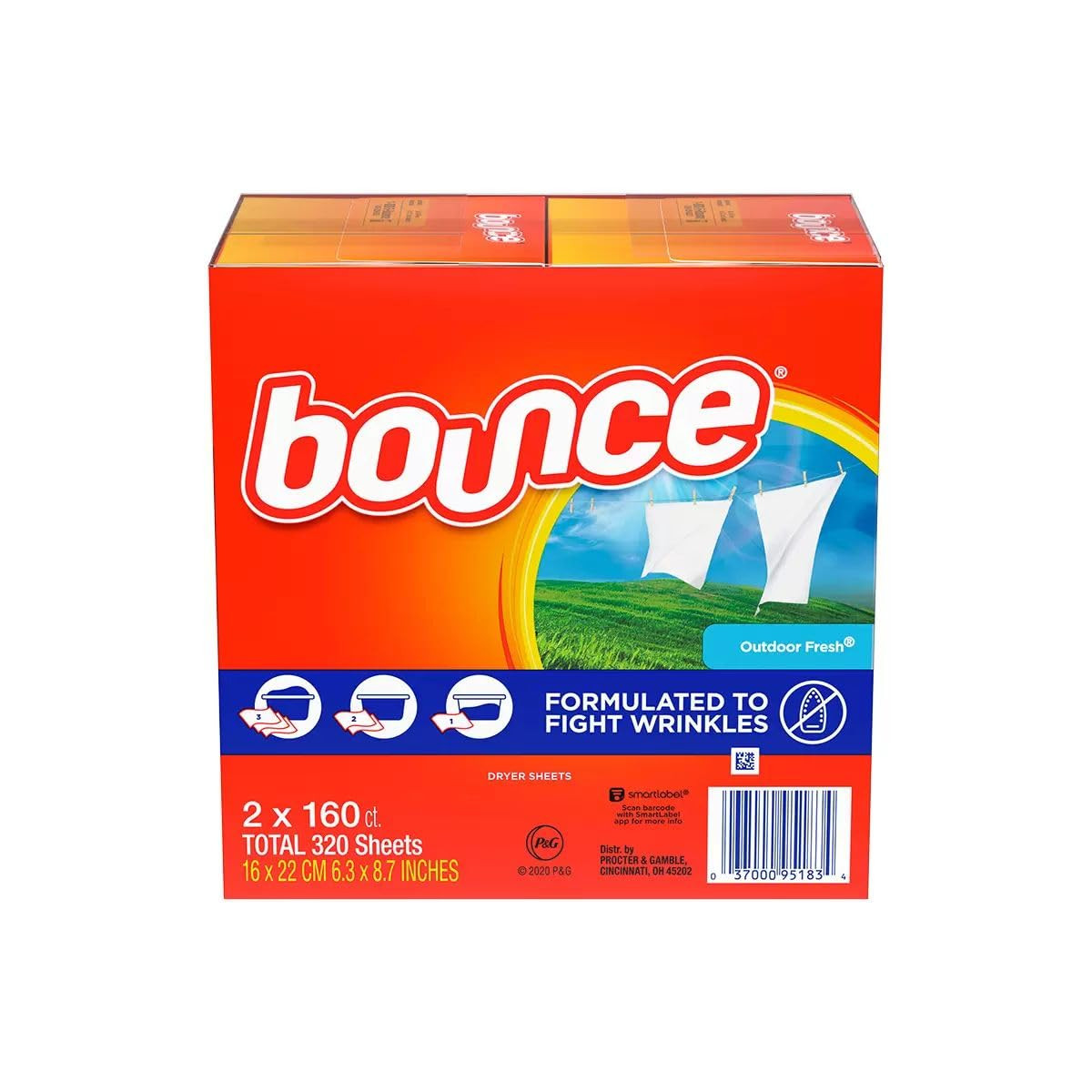 Fabric Softener Dryer Sheet Outdoor Fresh, 160 Sheets (Pack of 2)