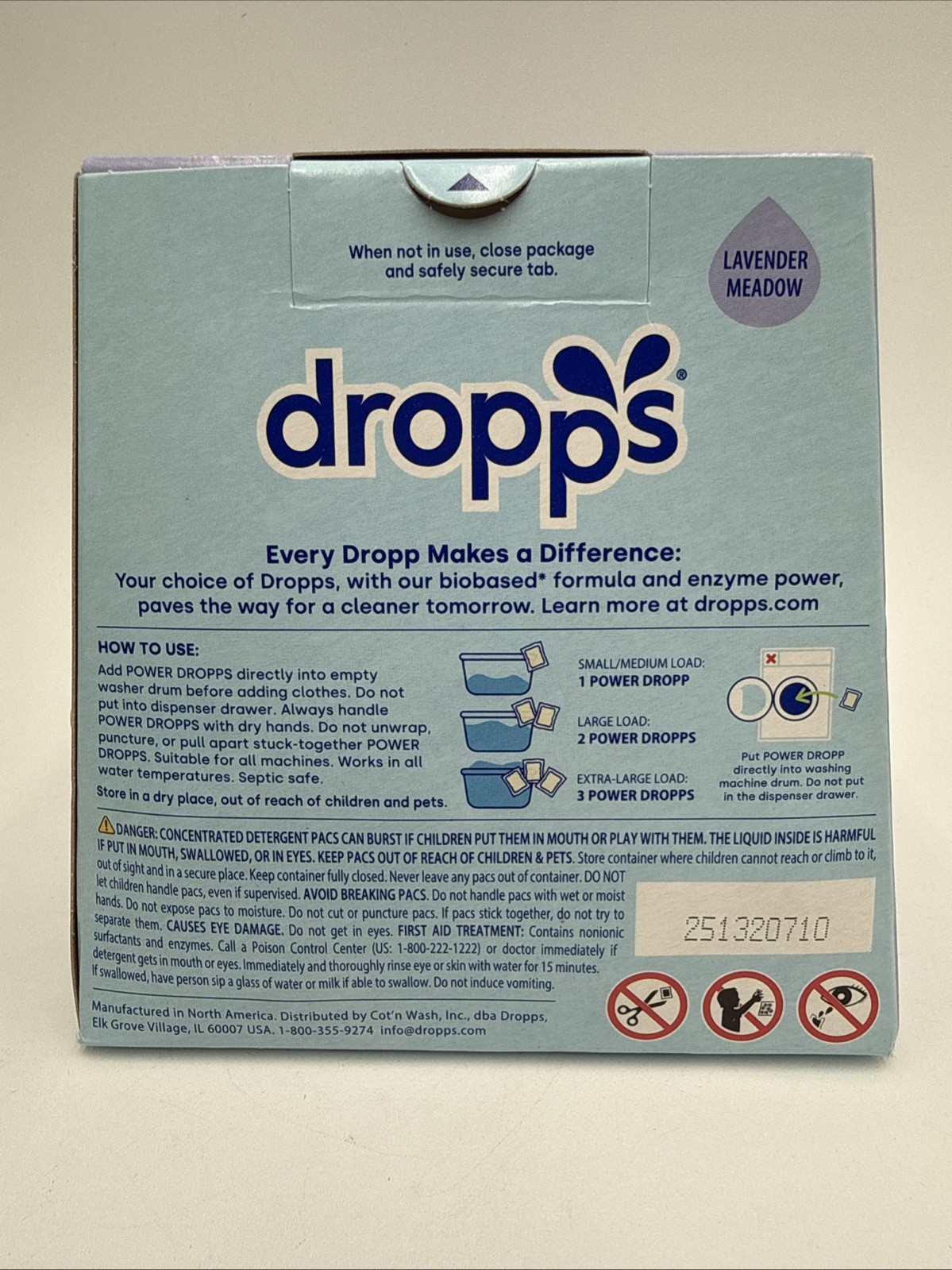 Dropps Odor & Stain Biobased Power Laundry Detergent 64 Count Lavender NEW