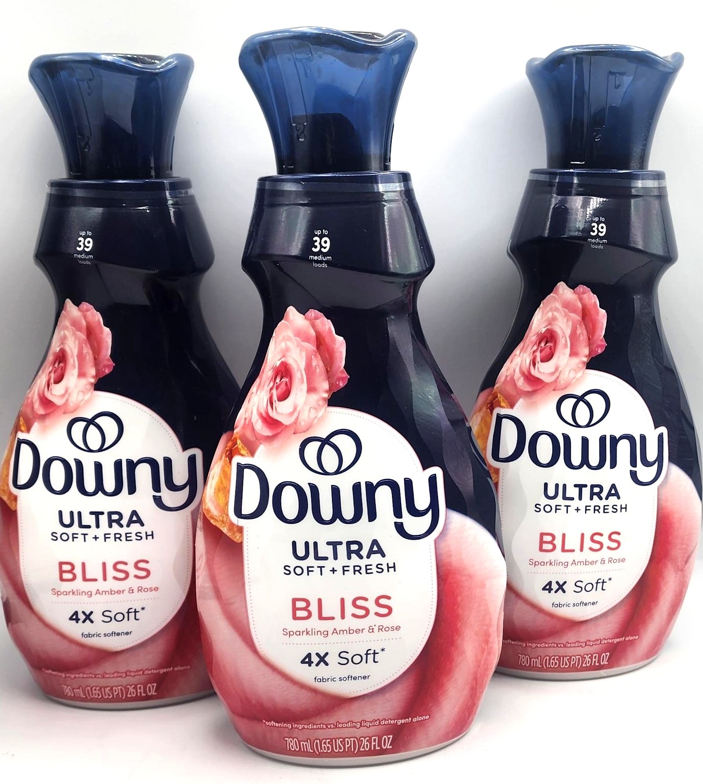 3 Downy ULTRA BLISS Sparking Amber & Rose Fabric Conditioner Softener 26 oz Ea