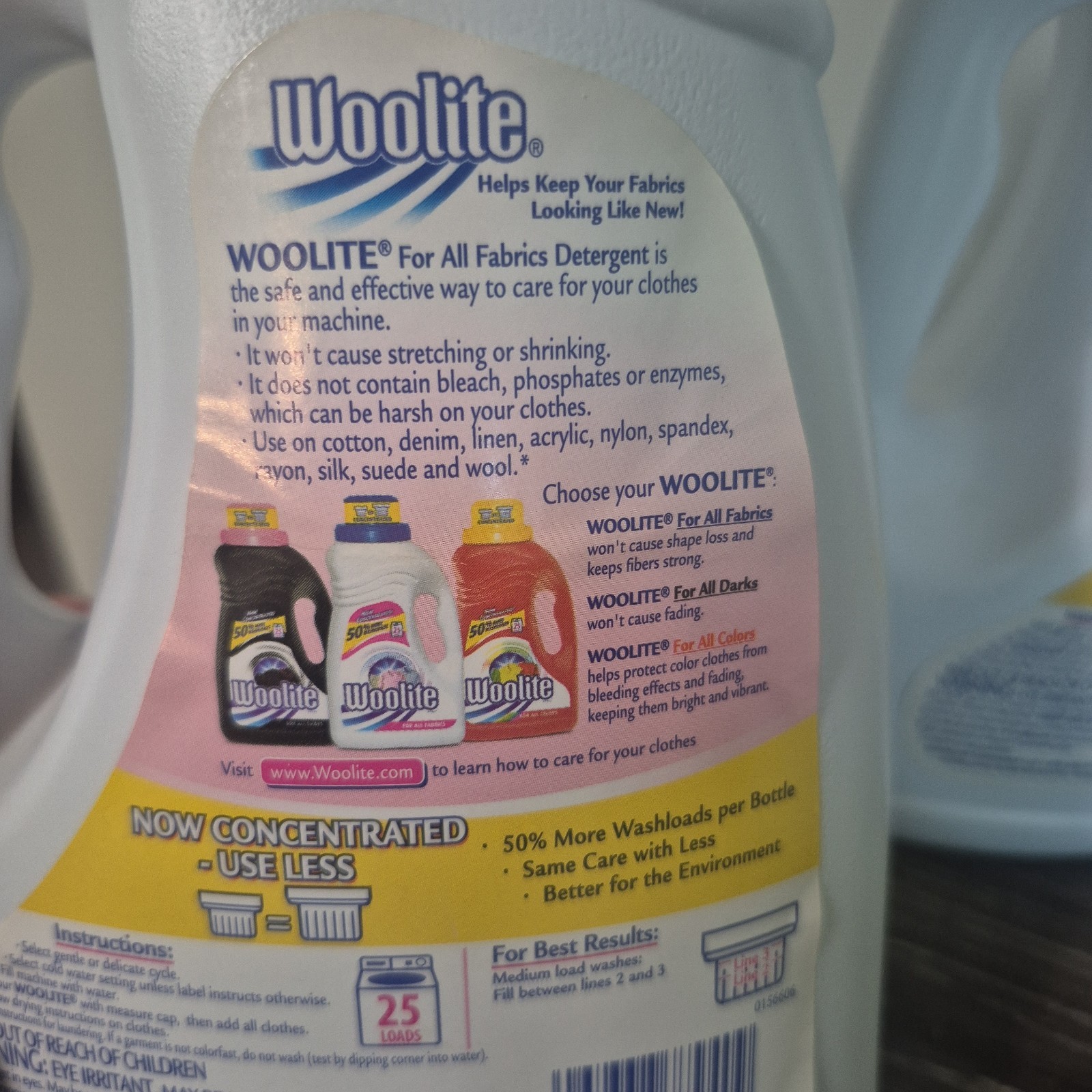 2 NOS Woolite For All Fabrics Liquid Laundry Detergent Each 50 Fl Oz./ 25 Loads