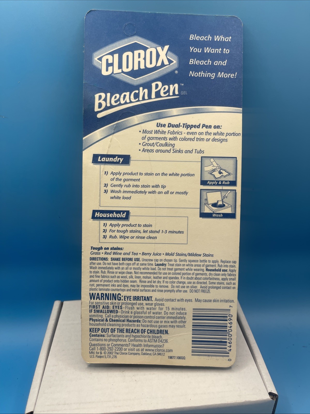 VTG 2002 Clorox Bleach Pen Gel for Whites Dual Tipped 2 oz New in Package NOS