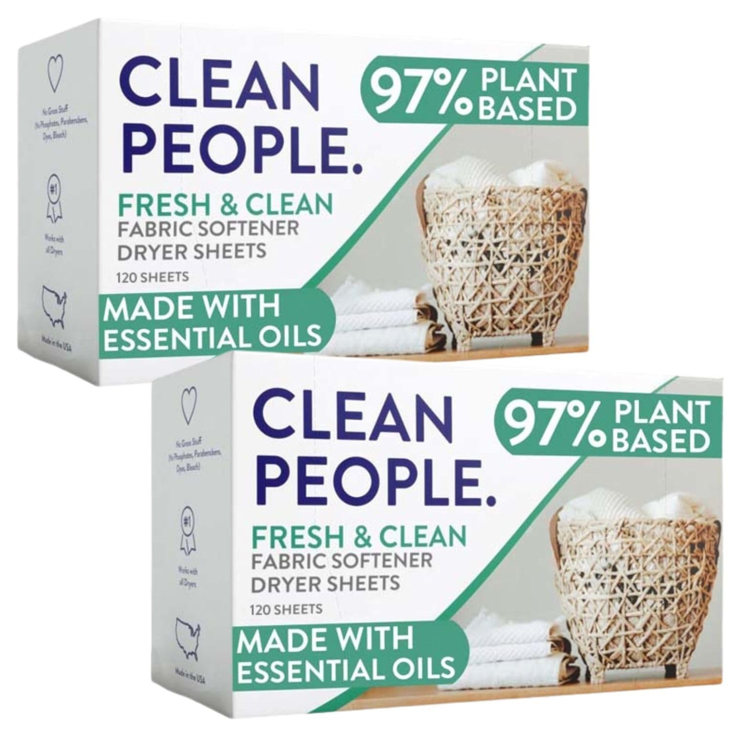 The Clean People Fabric Softener Sheets – Dryer Sheets – Softens & Removes Stat