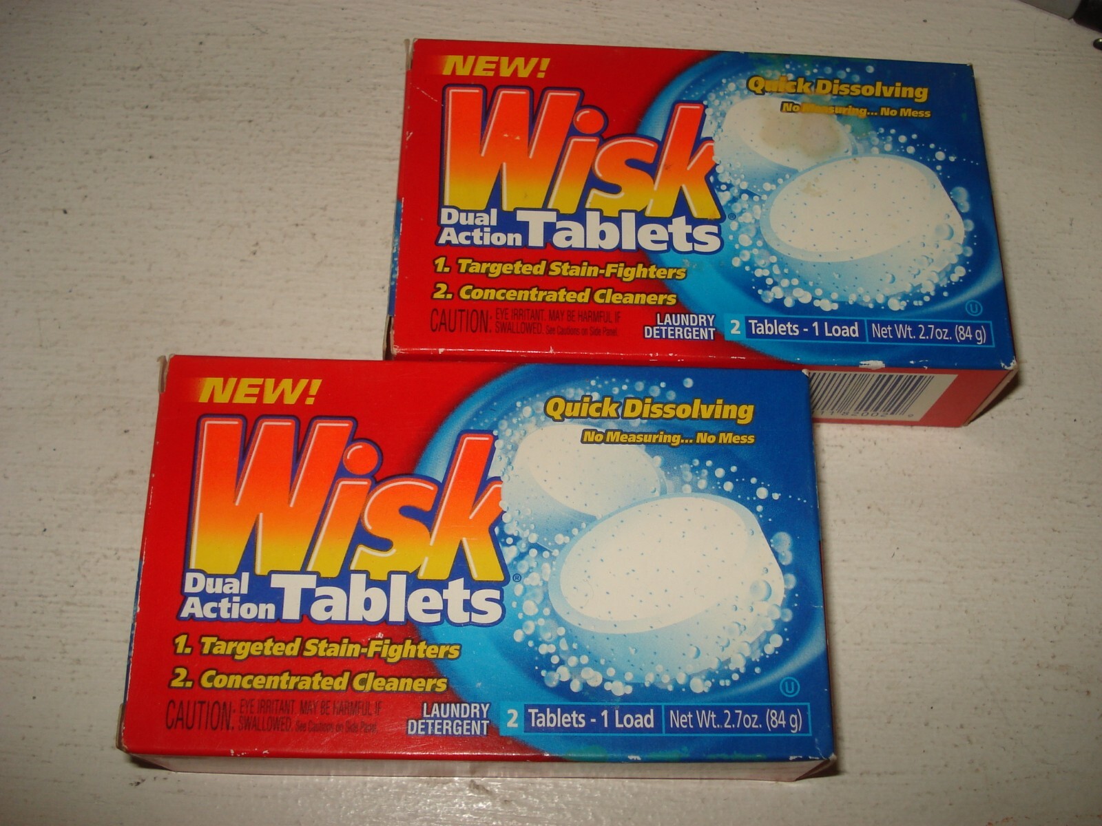 2 boxes Vintage WISK Laundry Tablets 2000 Sample 2 tablets per box