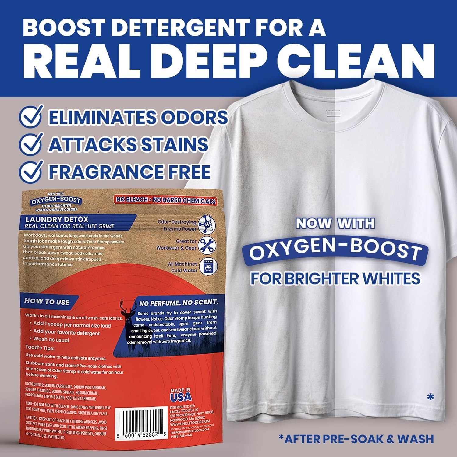 Bio Enzyme Laundry Booster Stain Remover Odor Sanitizer Fragrance Free 64 Loads