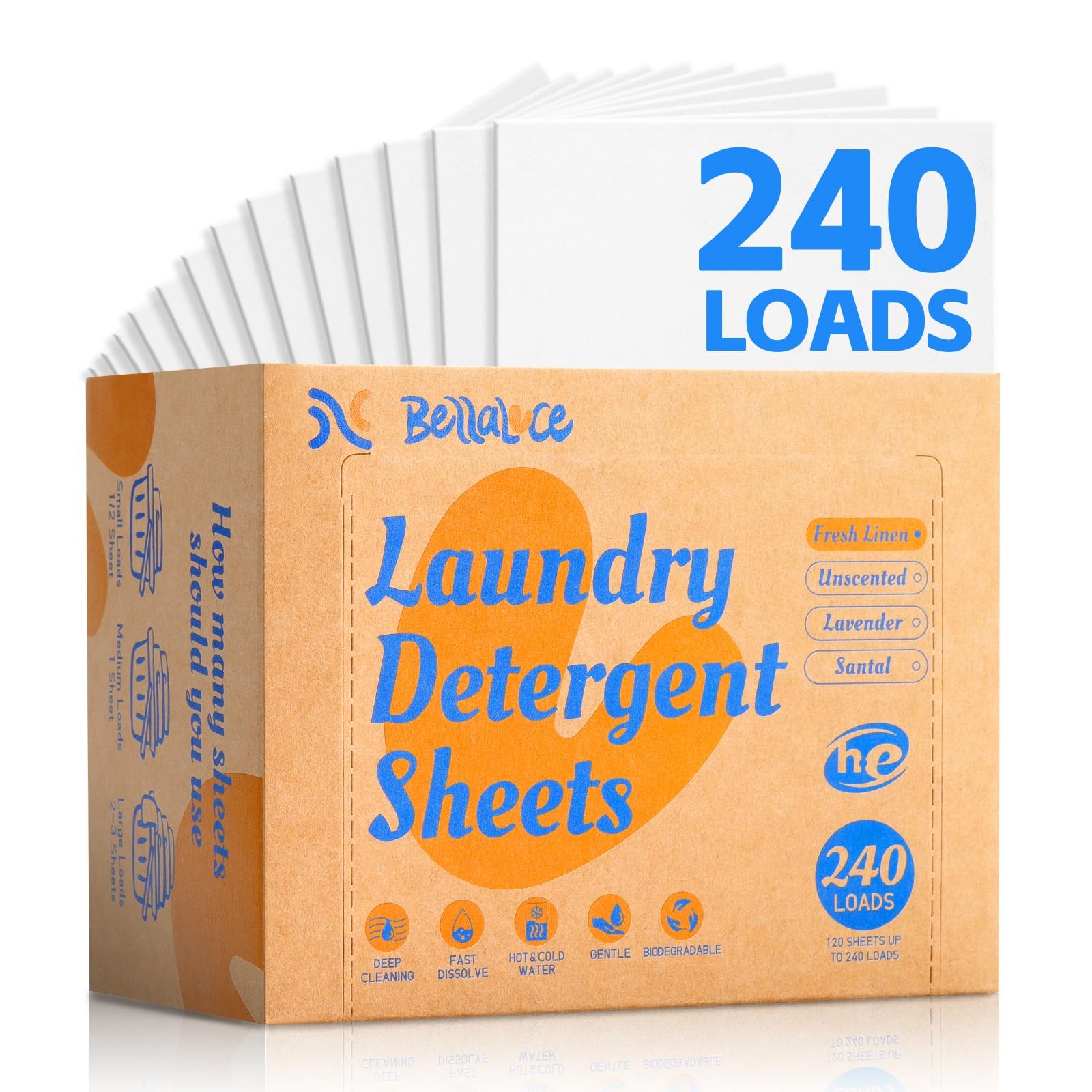 BellaLuce Laundry Detergent Sheets Laundry Sheets, 240 Loads, EcoFriendly, P…