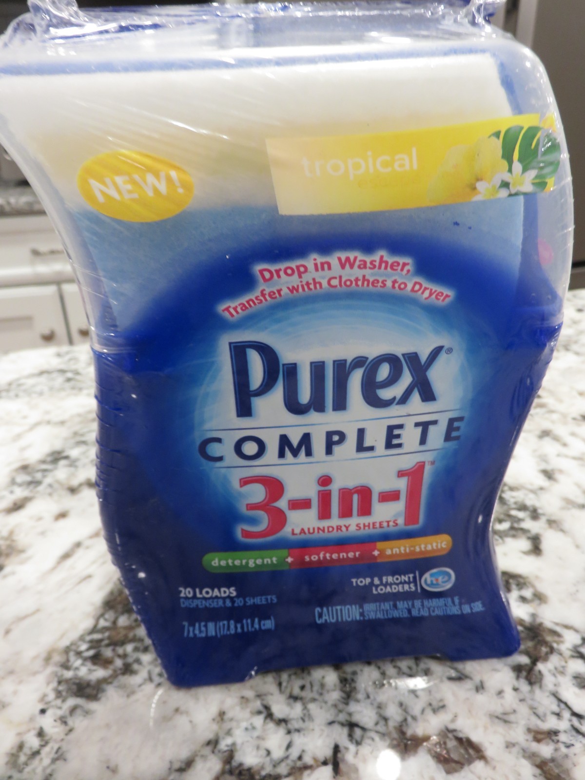 DISCONTINUED Purex Complete 3-in-1 Laundry Sheets Detergent Softener Tropical