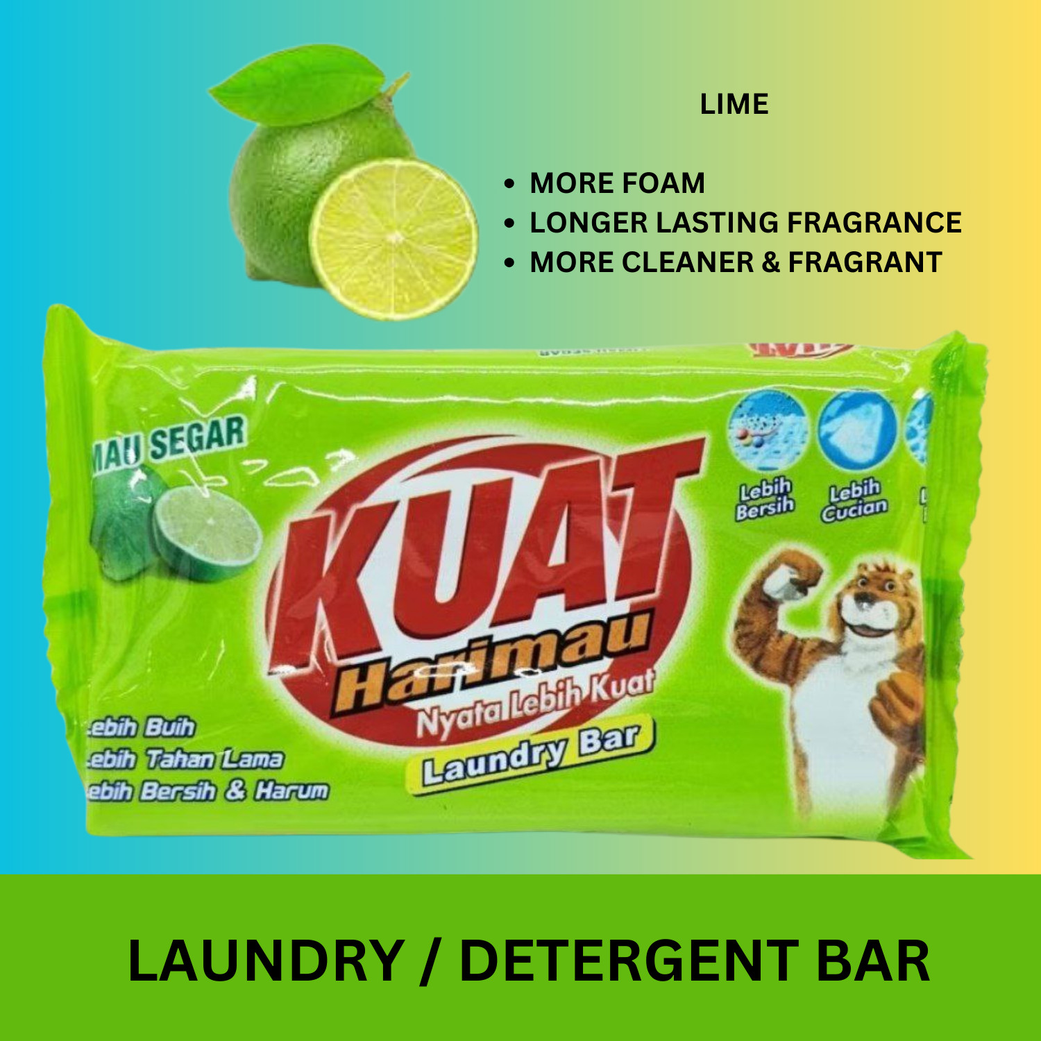 5/4 KUAT Detergent Bar Laundry Bar Soap Powerful Cleaning Lemon Flower Fragrance