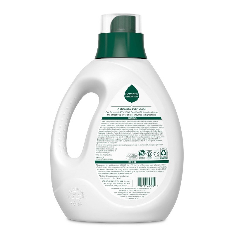 Laundry Detergent 60 Loads Fresh Scent 90oz: No Phosphate, No Animal By-Product