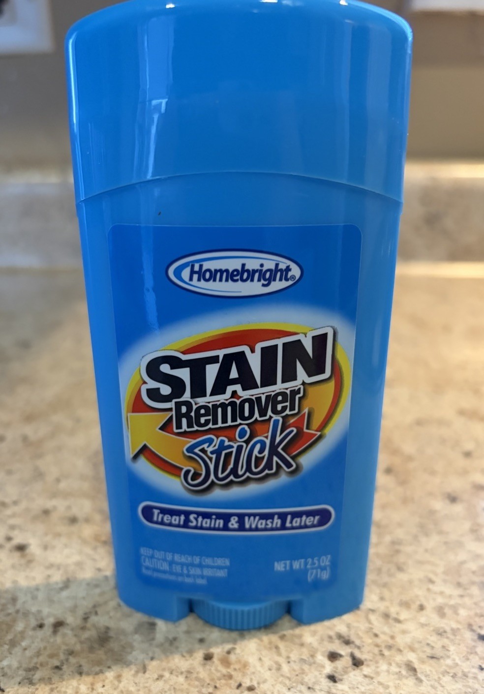 Homebright Stain Remover Stick 2.5 oz Treat Stain Wash Later on The Go