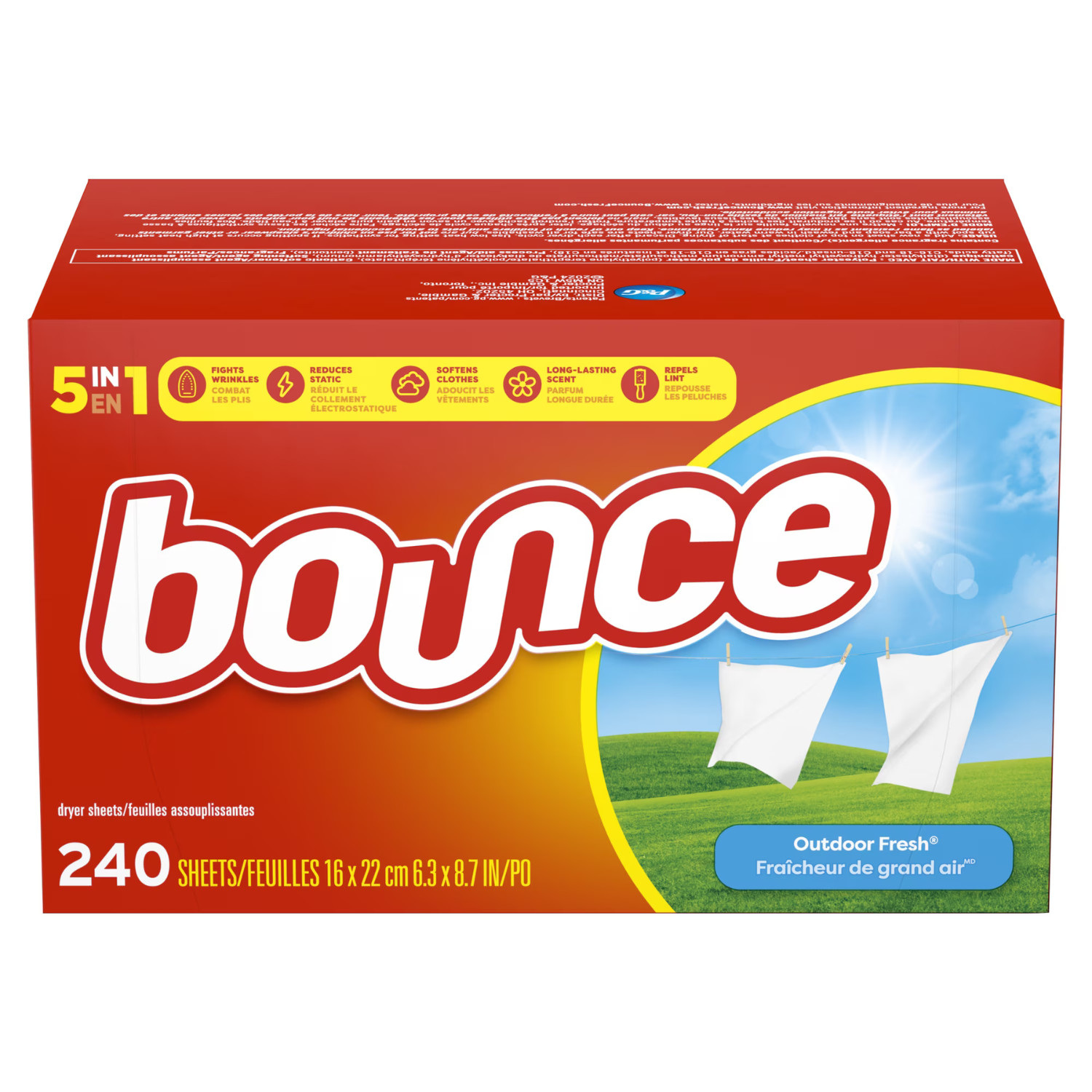 Bounce Dryer Sheets, Outdoor Fresh Scent, 240 Count, 3 Pack