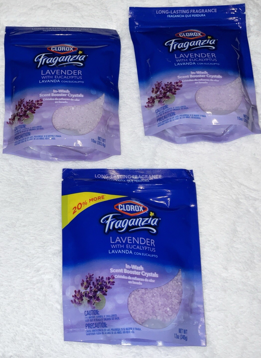 CLOROX FRAGANZIA LAVENDER/EUCALYPTUS INWASH BOOSTER CRYSTALS 10 OZ NEW Lot Of 3