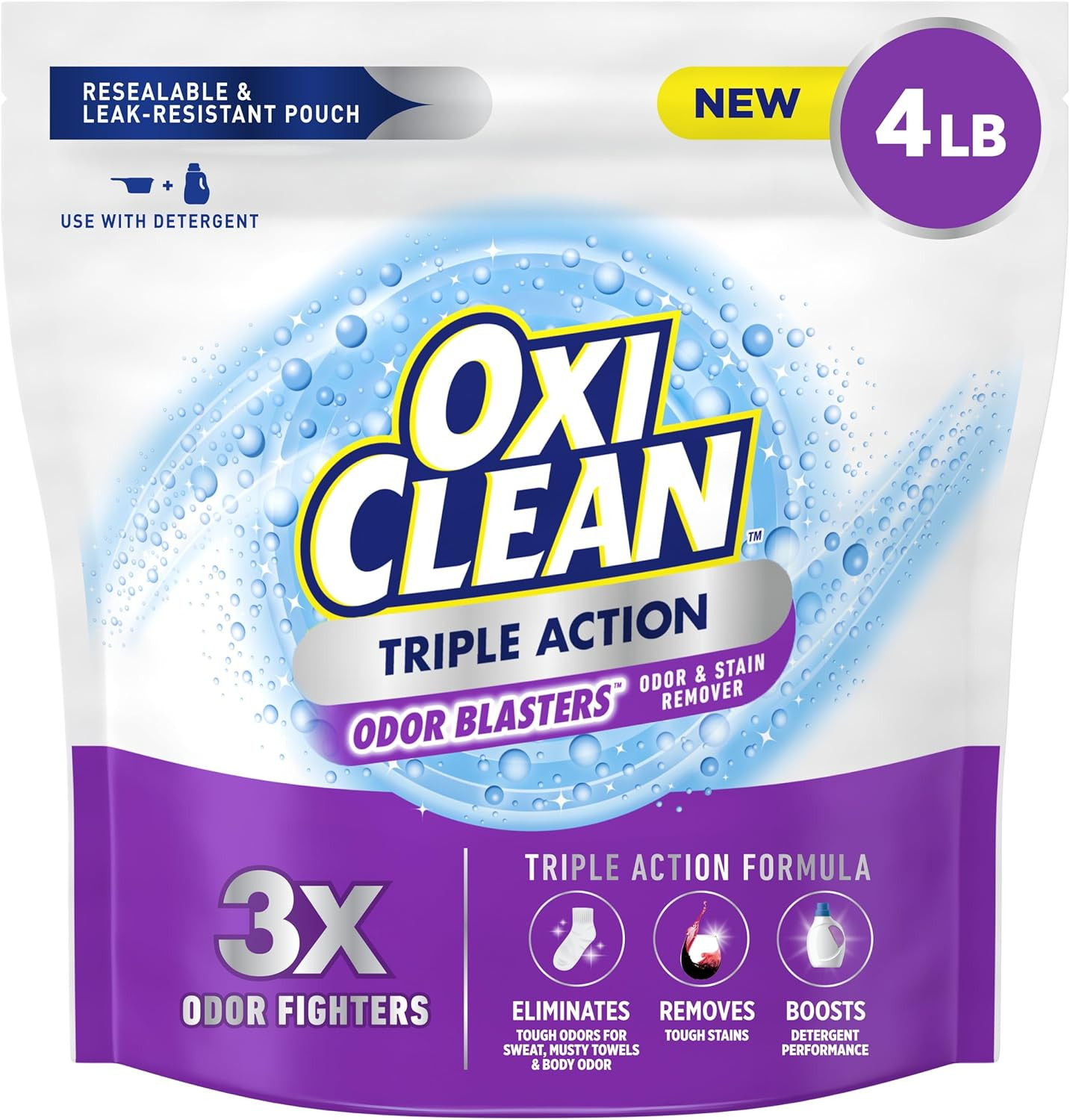 Oxiclean Triple Action Odor Blasters Powder, Stain Remover, Color Safe, 4 lb