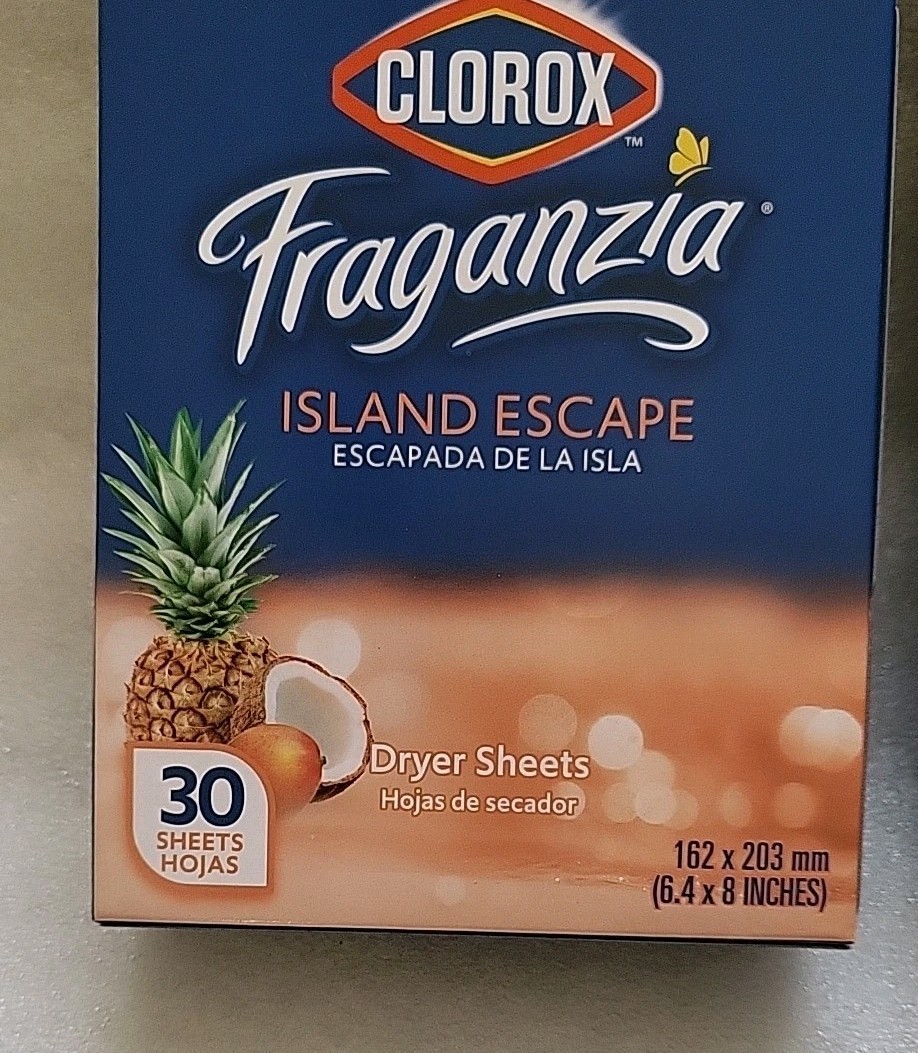 Clorox Fraganzia Dryer Sheets in Island Escape Scent 30 Sheets Sealed