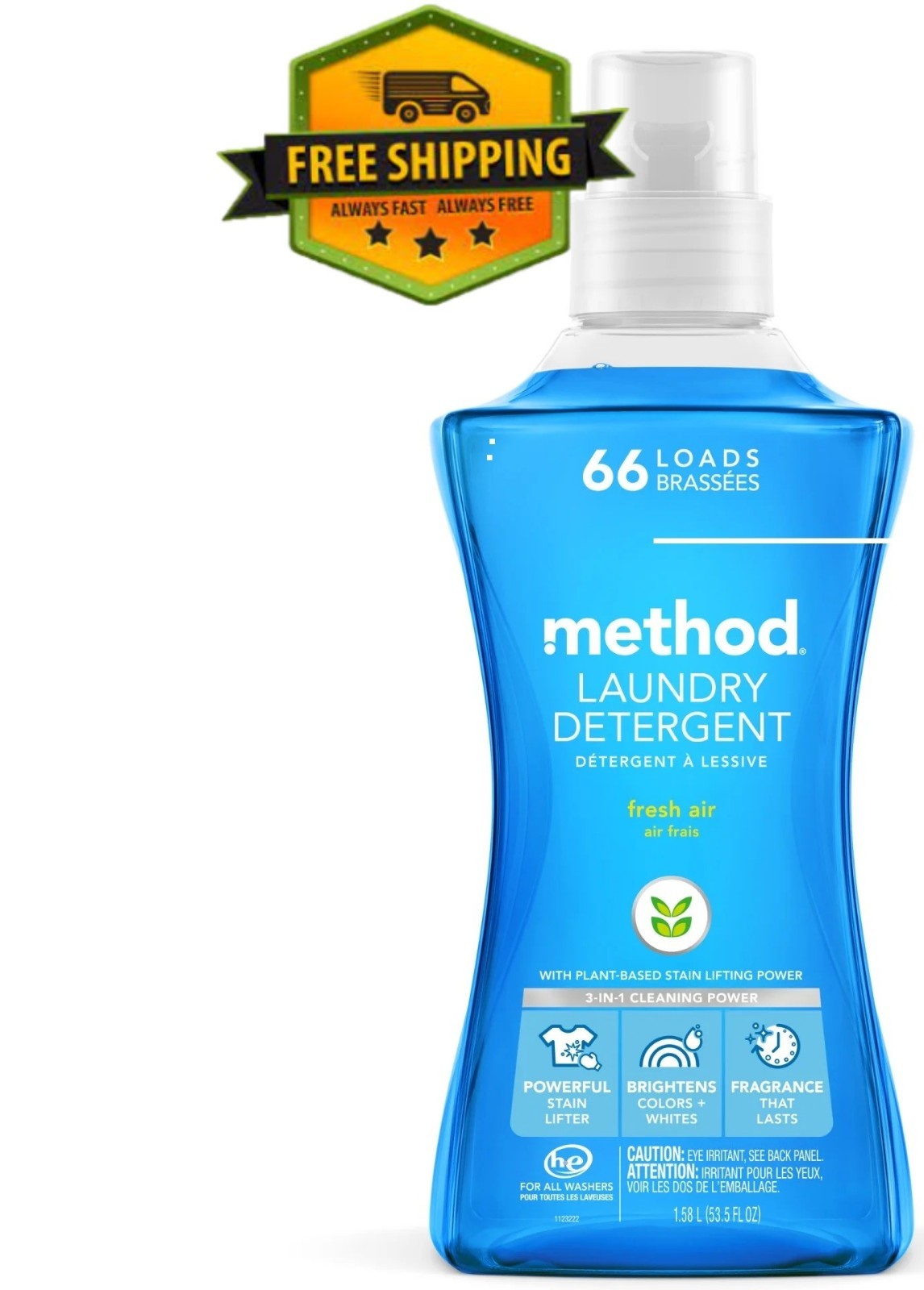 Method Fresh Air Scent Laundry Detergent, 53.5 oz – 66 Loads