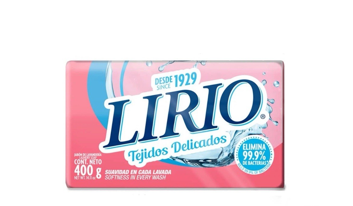 Lirio Laundry Soap Bar Pink 400g Eliminates 99.9% Bacteria Softness for Fabric