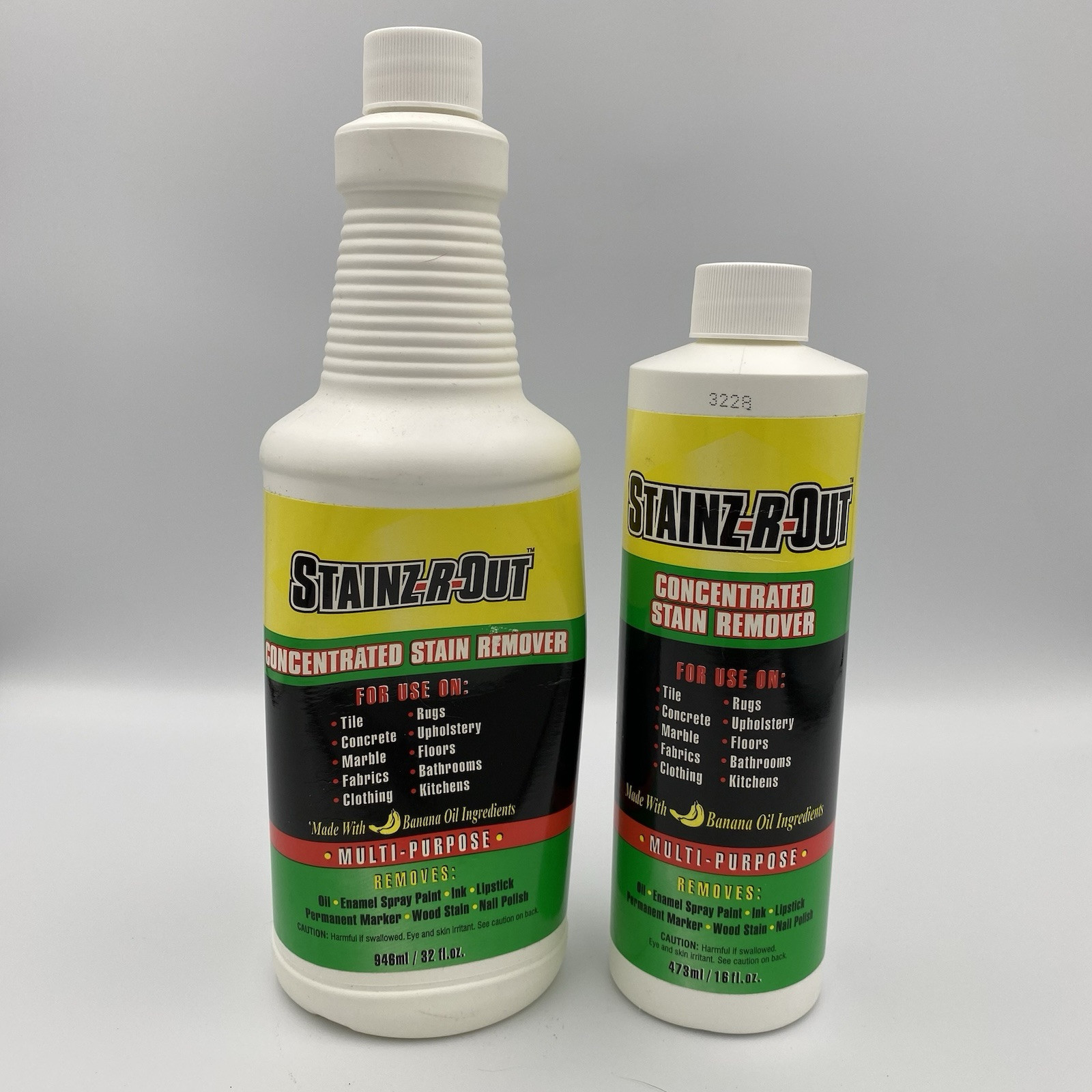 2 Ultra Stainz R Out 32 & 16 oz Size Concentrated Stain Remover Banana Oil Type