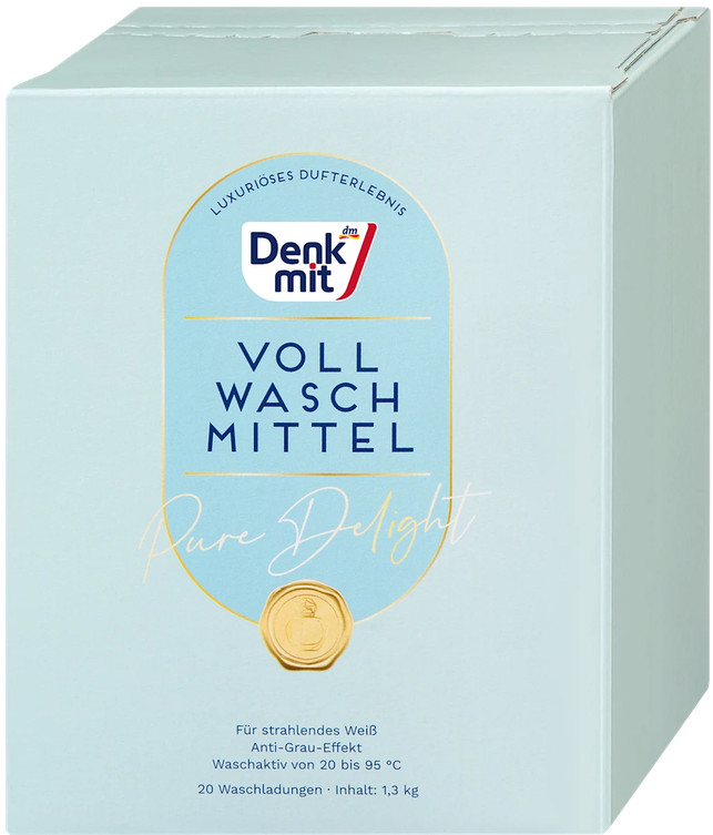 10 x 1.3kg Denkmit Full detergent powder Pure Delight, 20 Wl