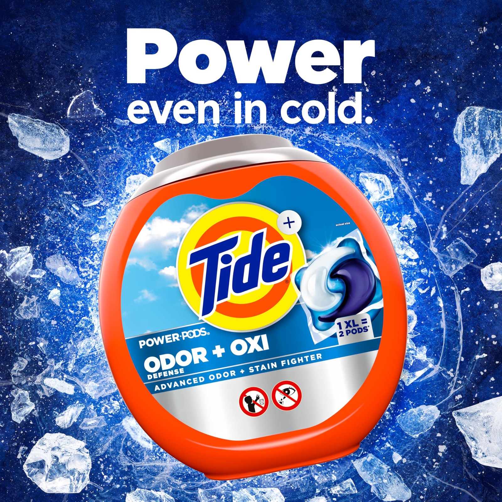 Tide Odor Defense + Oxi Laundry Detergent Pacs, Original 18 Count (Pack of 1)