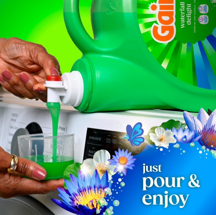 3 PACK Gain Laundry Detergent Liquid, Waterfall Delight Scent, 100 Loads