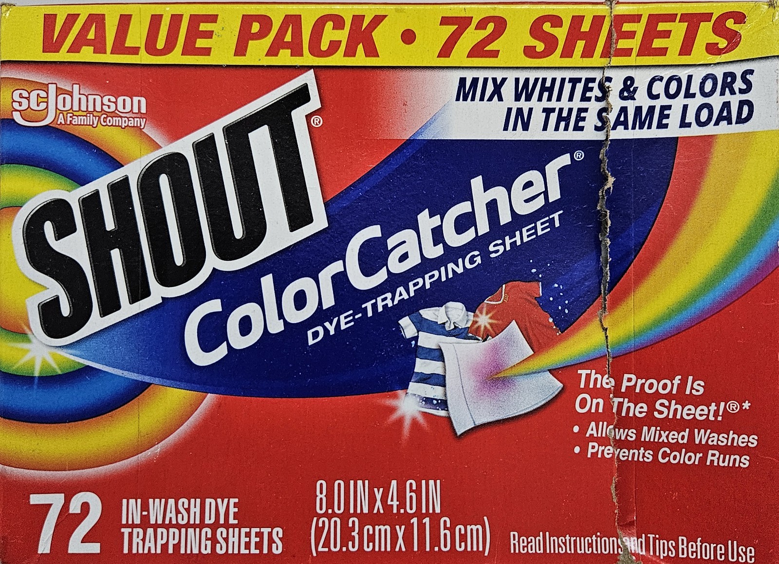 Lot of 2 Shout Color Catcher Dye Trapping Sheets Value Pack 72 Sheets (144total)