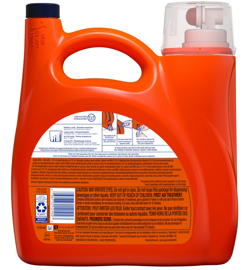 Tide with 6X Boosted Cleaning Power, Clean Breeze 125 fl oz 100 Loads
