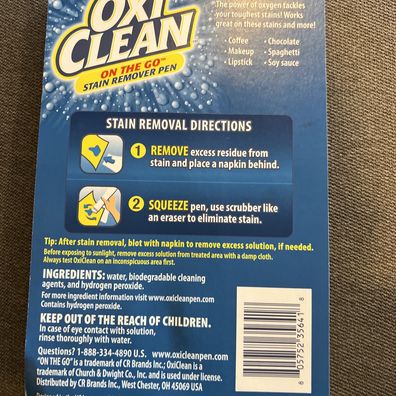 OxiClean On The Go Stain Remover Scrubber Pen for Clothes and Fabric HTF