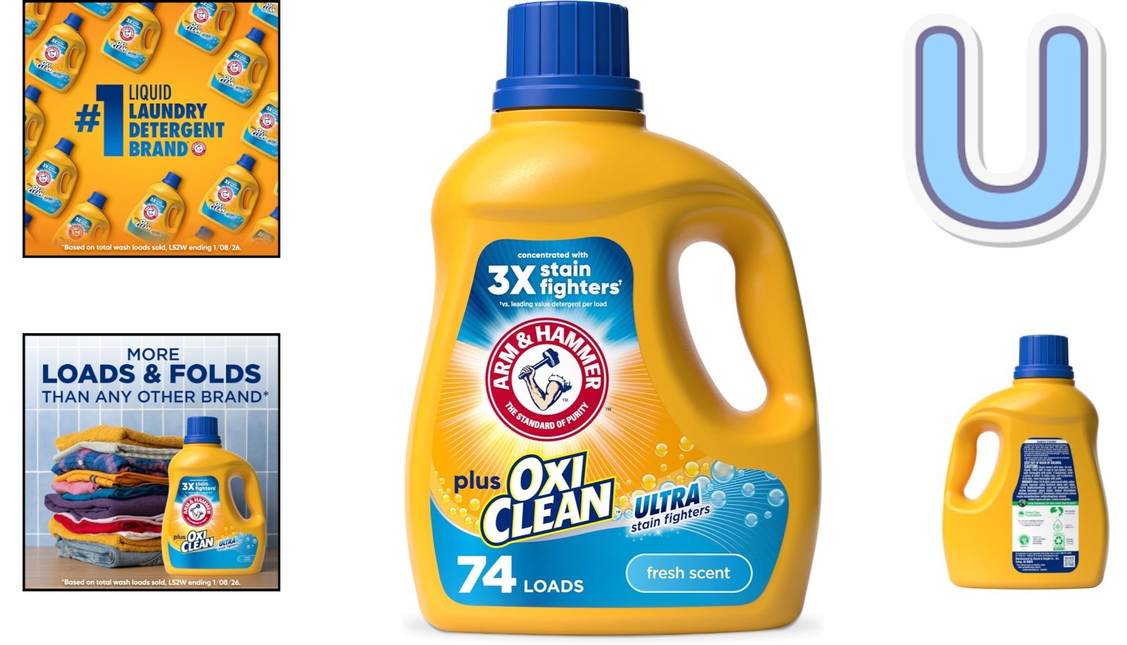 Concentrated Plus OxiClean Liquid Detergent – 74 Loads, 96.2 Fl Oz, Fresh Scent