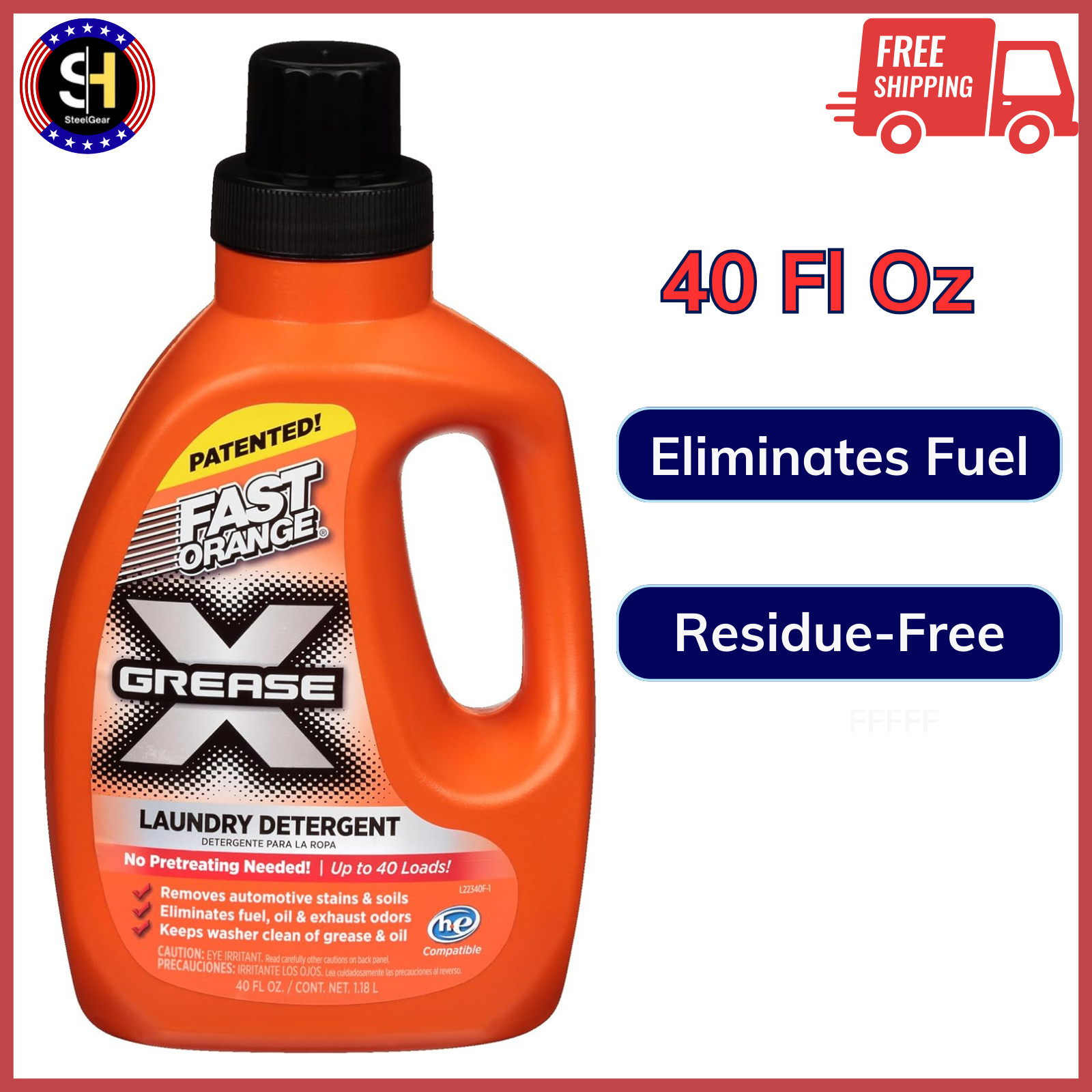 Fast Orange 22340 Fast Orange Grease X Mechanic’s Laundry Detergent Liquid,40 Oz