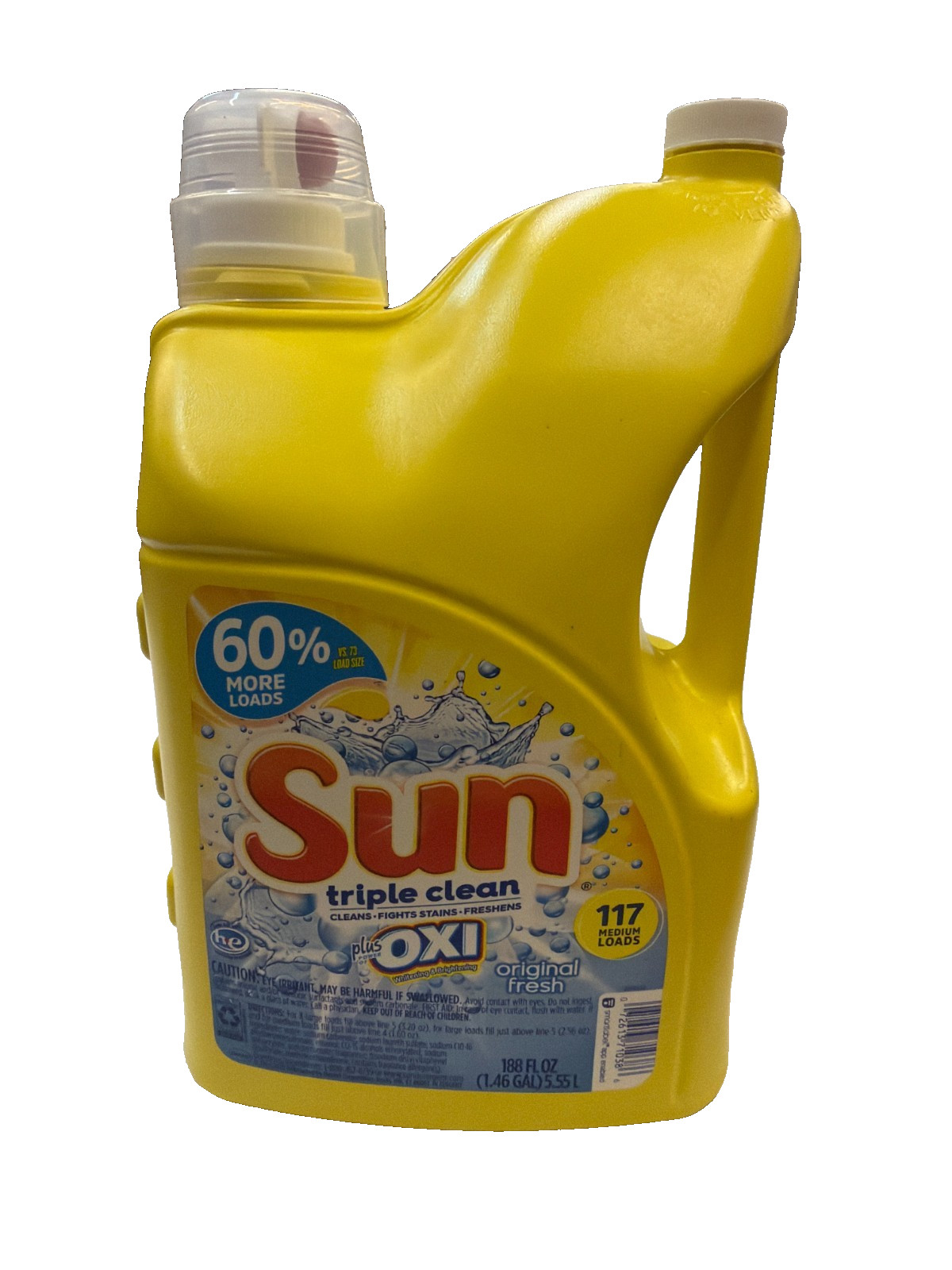 Sun Triple Clean Laundry Detergent Oxi Original Fresh 117 loads / 188 fl oz RARE