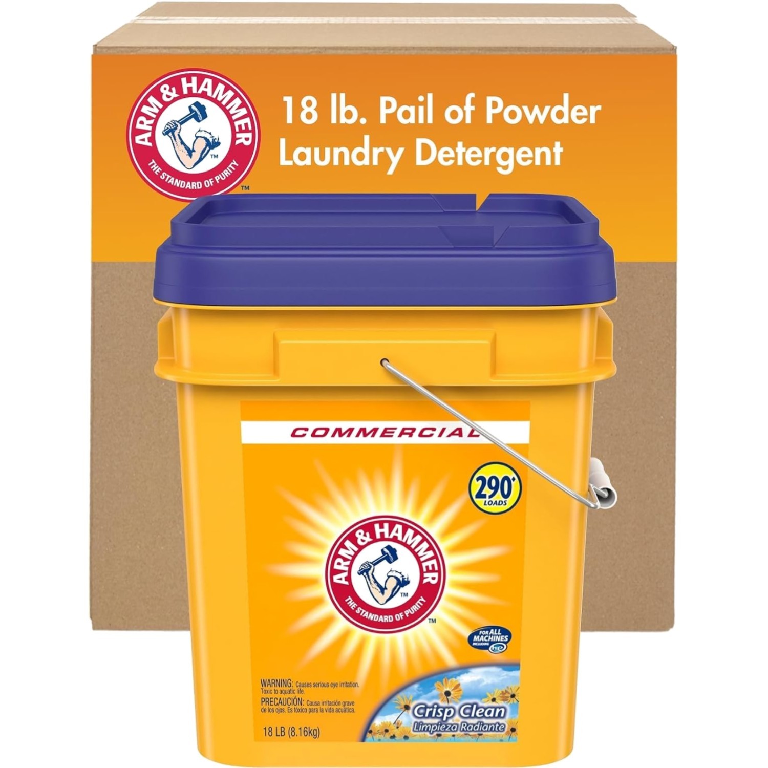 Powder Laundry Detergent 18lb Biodegradable Crisp Clean 290 Loads Machine Wash