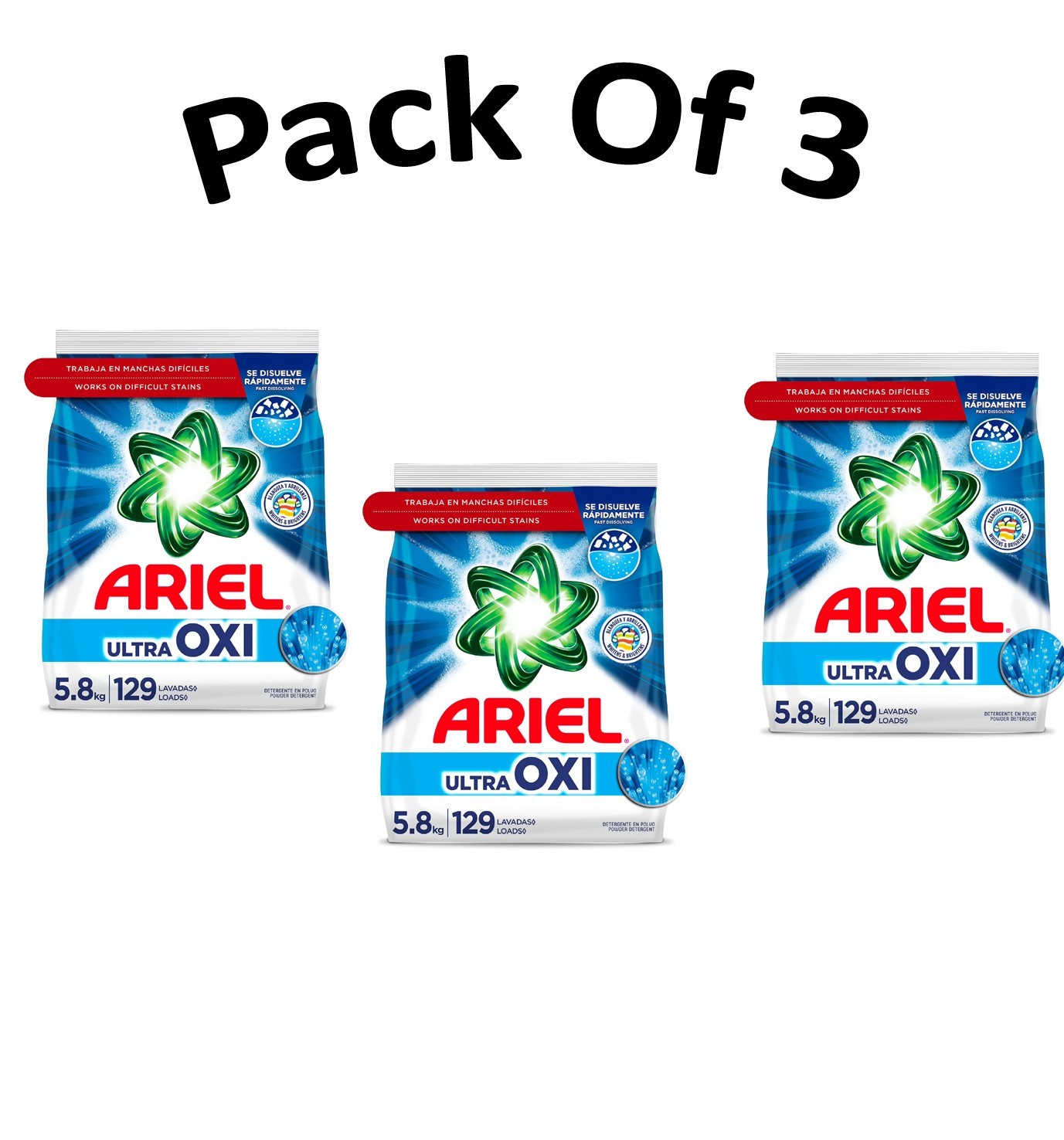 {3 Pack }Ariel Laundry Detergent Original Laundry Detergents – 129 Loads
