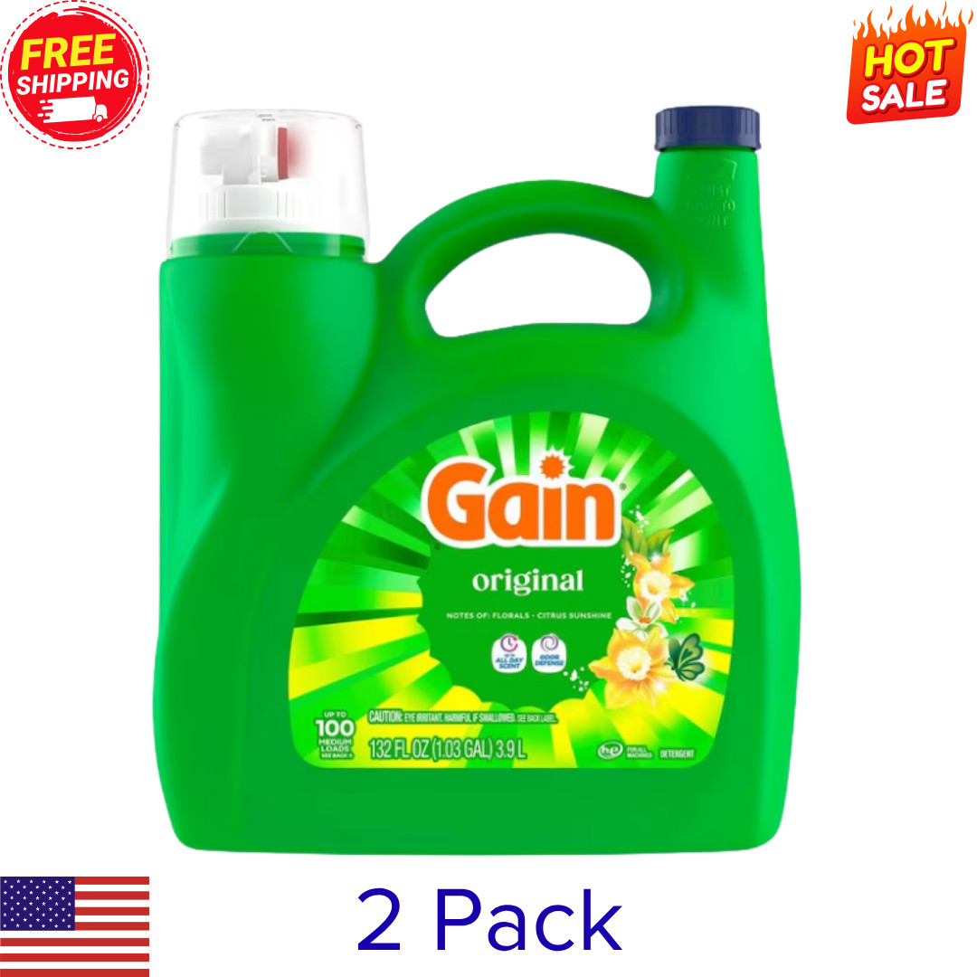 (2 pack)Gain Original Original HE Laundry Detergent 100 Loads 132 -fl oz