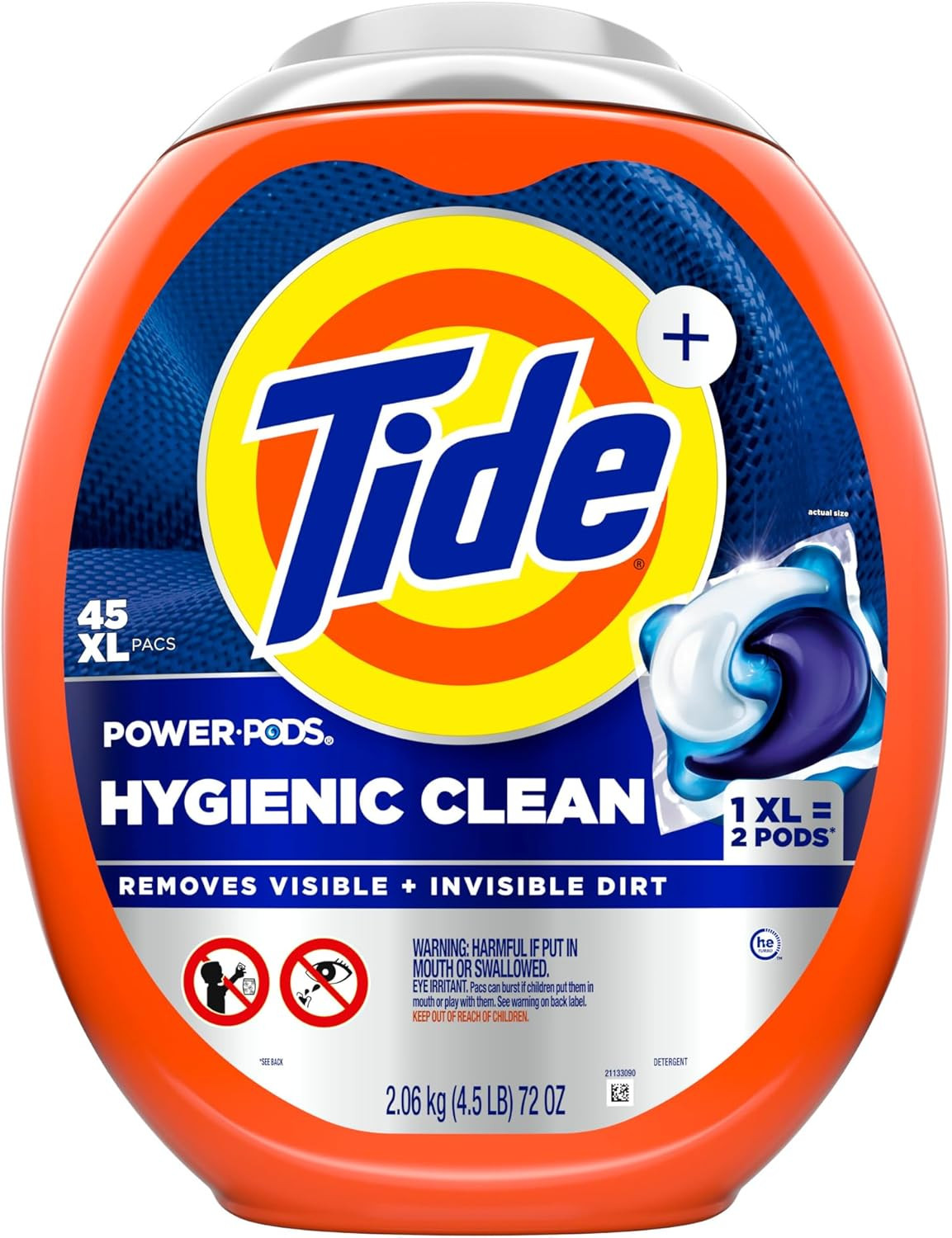 Hygienic Clean Power PODS Laundry Detergent Pacs, Original Scent, 45 Count, R…
