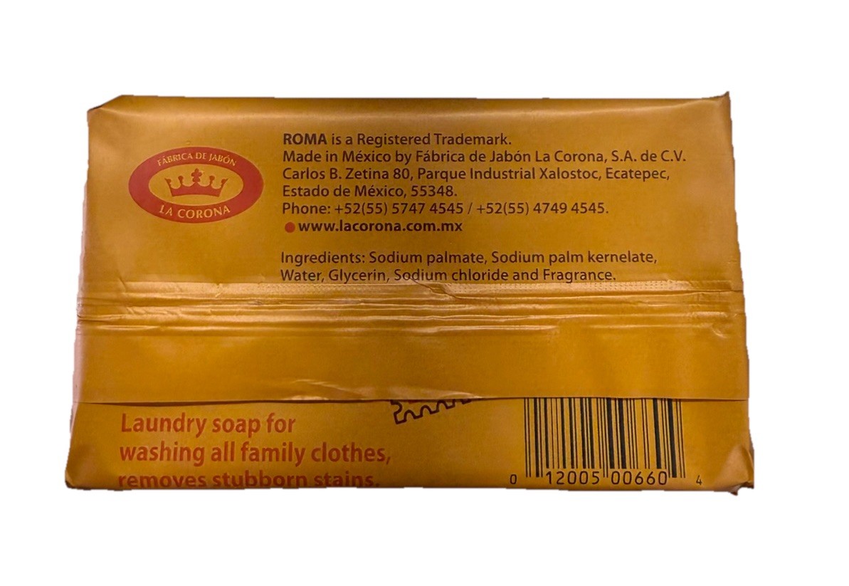 Roma Plant-Based Laundry Soap Bar 14.11 oz (400g) Yellow for Fabric