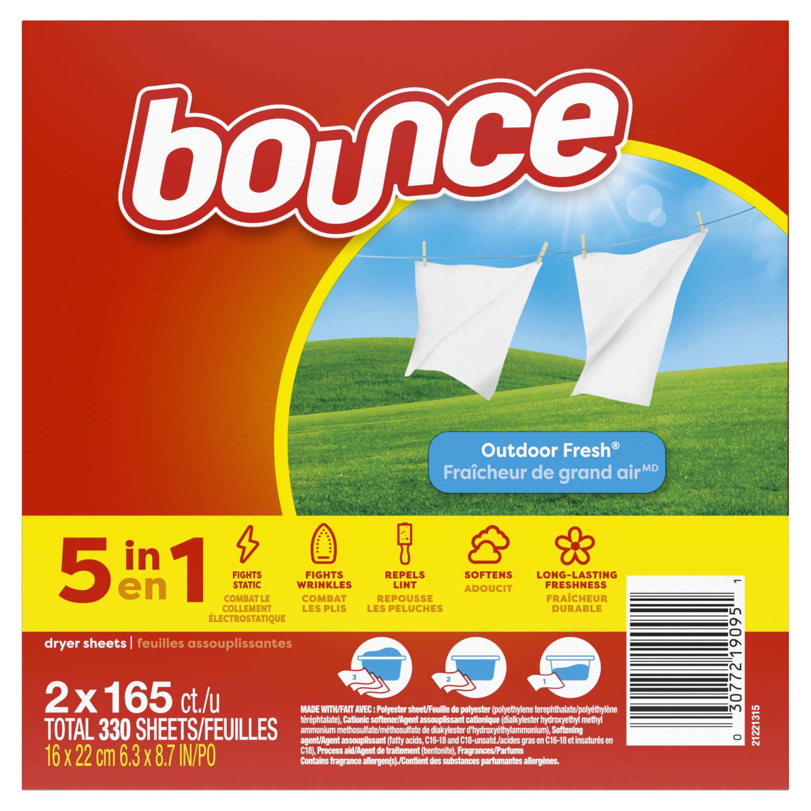 Dryer Sheets, 330 count, Outdoor Fresh Scent, Fabric Softener Sheets, Reduces…