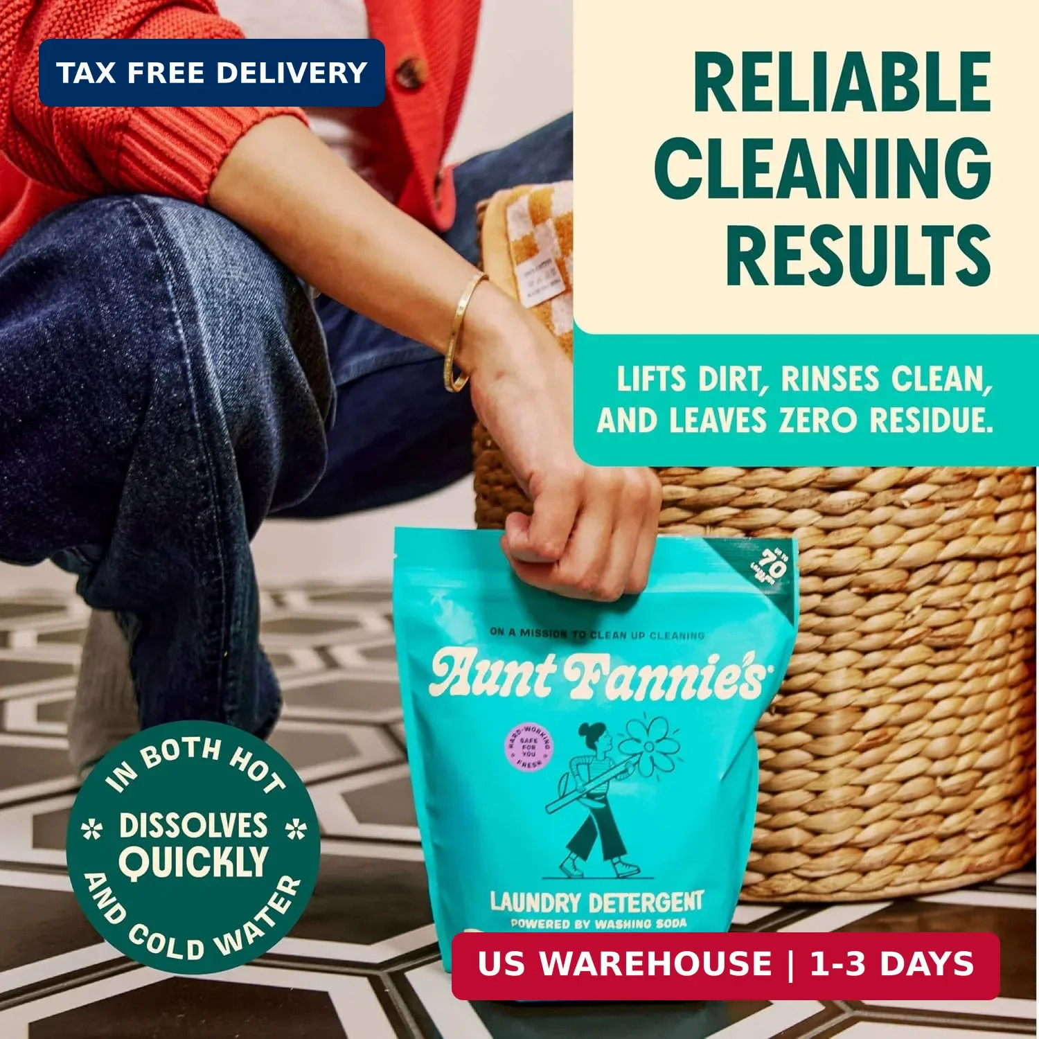 Aunt Fannie’s Powder Laundry Detergent, Deep Cleaning, Plant Based, Natural Ingr