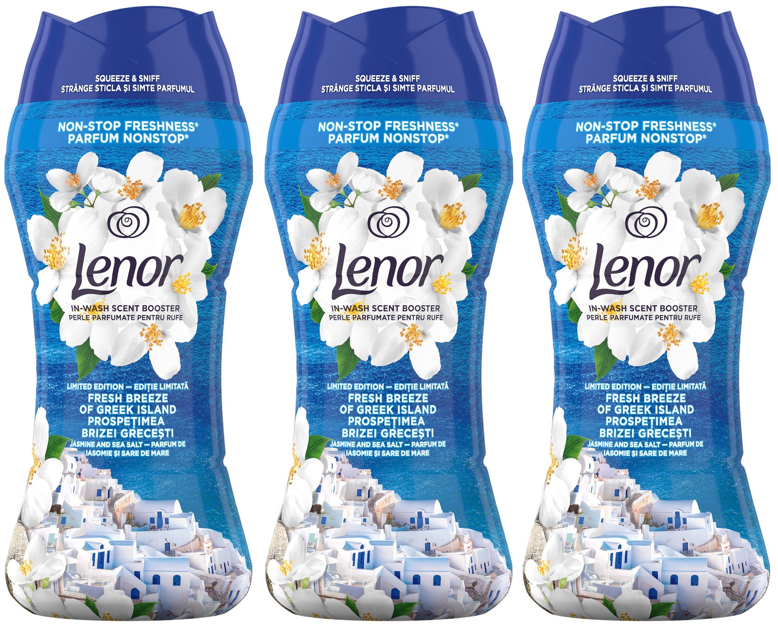 3 LENOR FRESH BREEZE In-Wash Scent Booster Laundry Perfume Granules 195g 6.8oz
