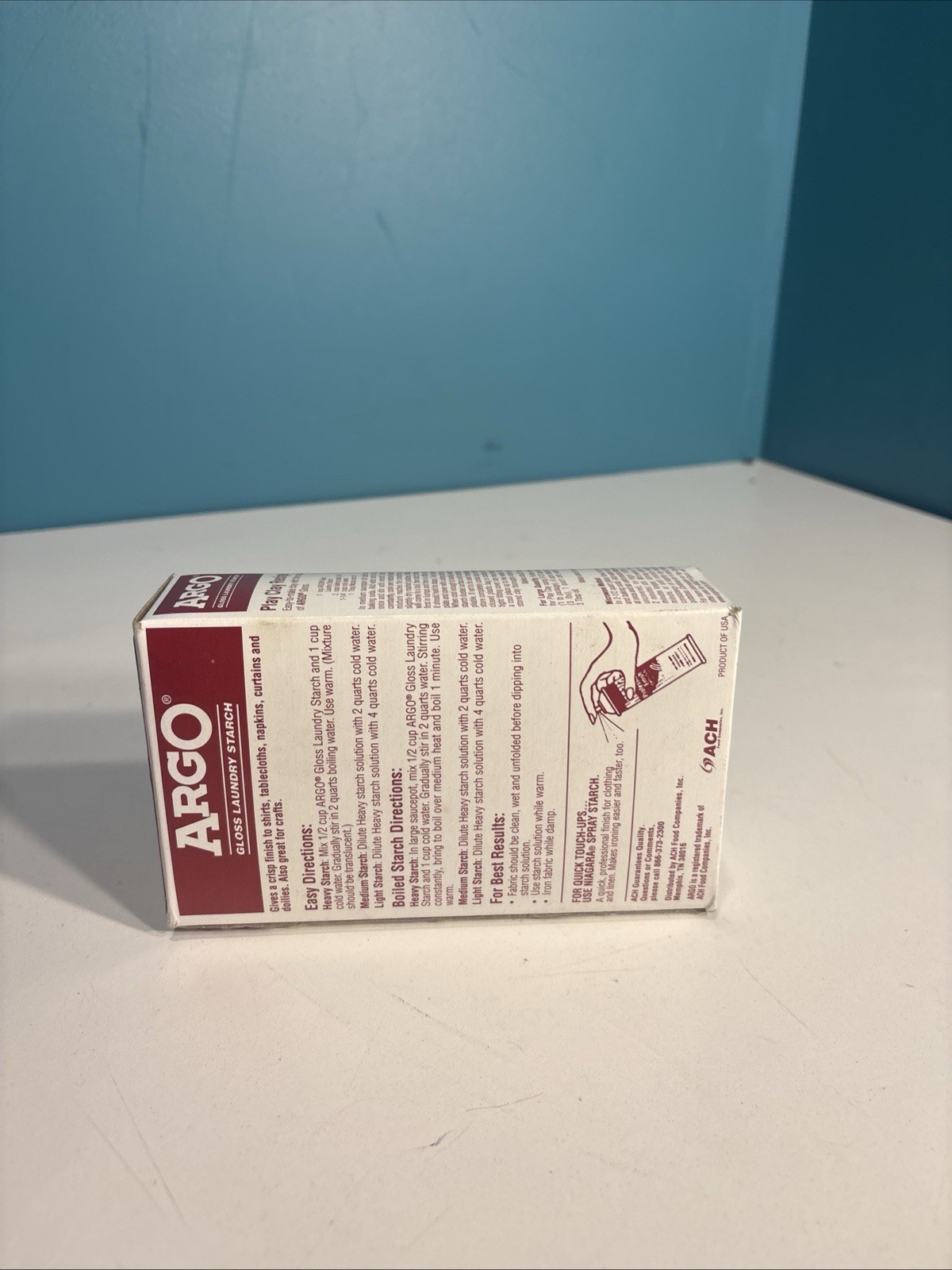 (1) ARGO Gloss Laundry Starch Red 16oz Box