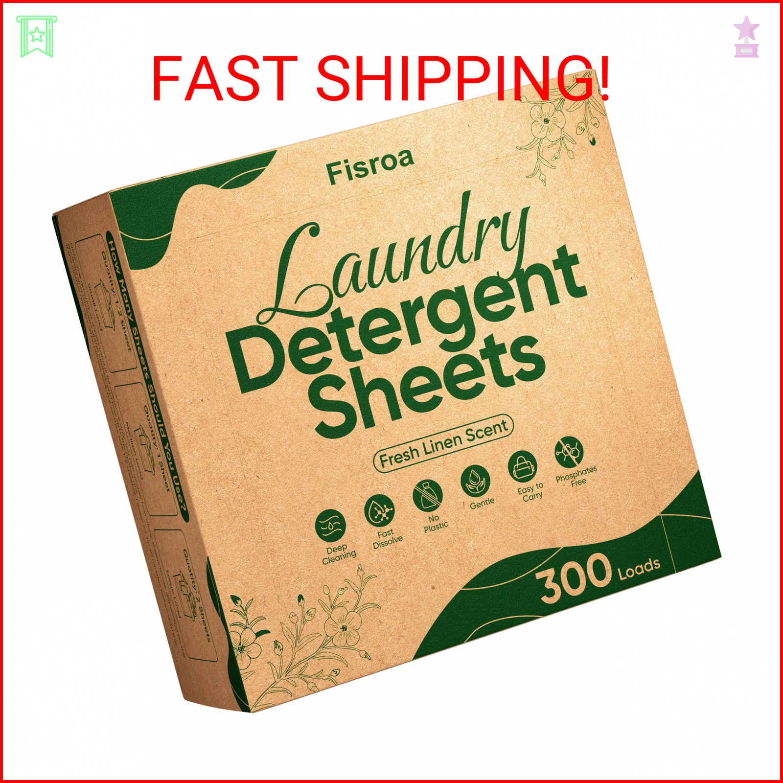 Travel Laundry Detergent Sheets Fisroa 300 Loads Eco-friendly Washing Detergent