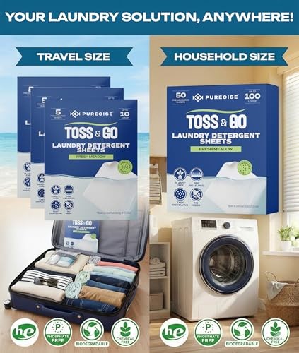 Purecise Laundry Detergent Sheets 50 Count Fresh Meadow HE Compatible