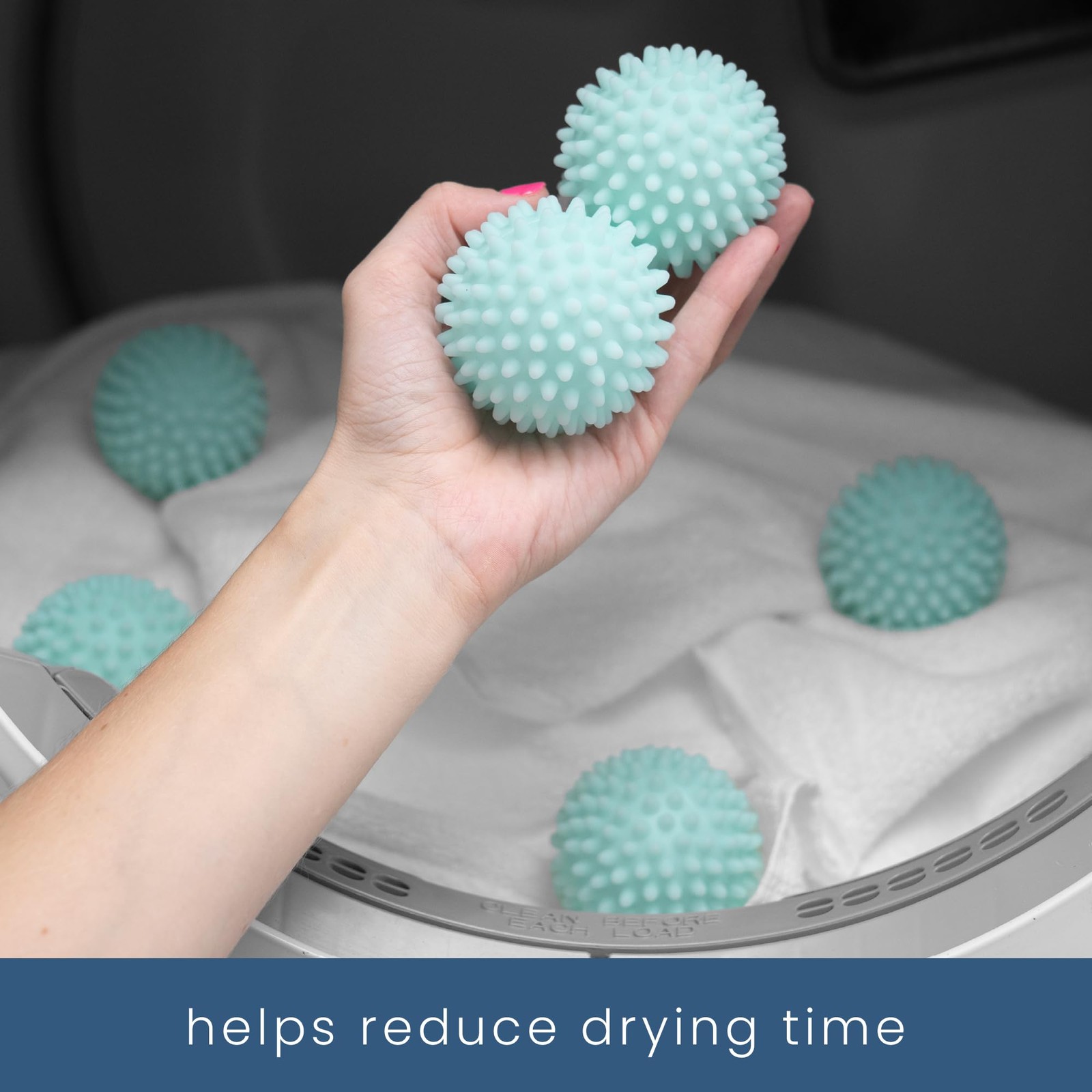 S&T INC. Reusable Plastic Dryer Balls, 6 Pack, 2.5″ Diameter, Mint Blue