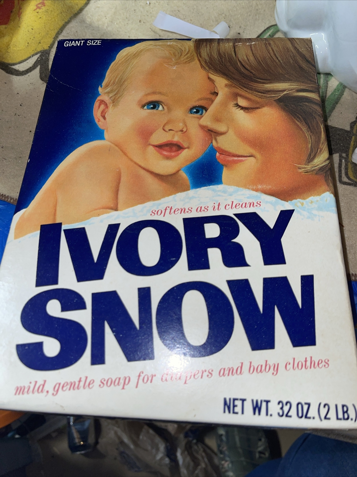 Vintage Ivory Snow Fabric Softener 32 Oz Opened Box 11.5 Oz In Box 35% Remains