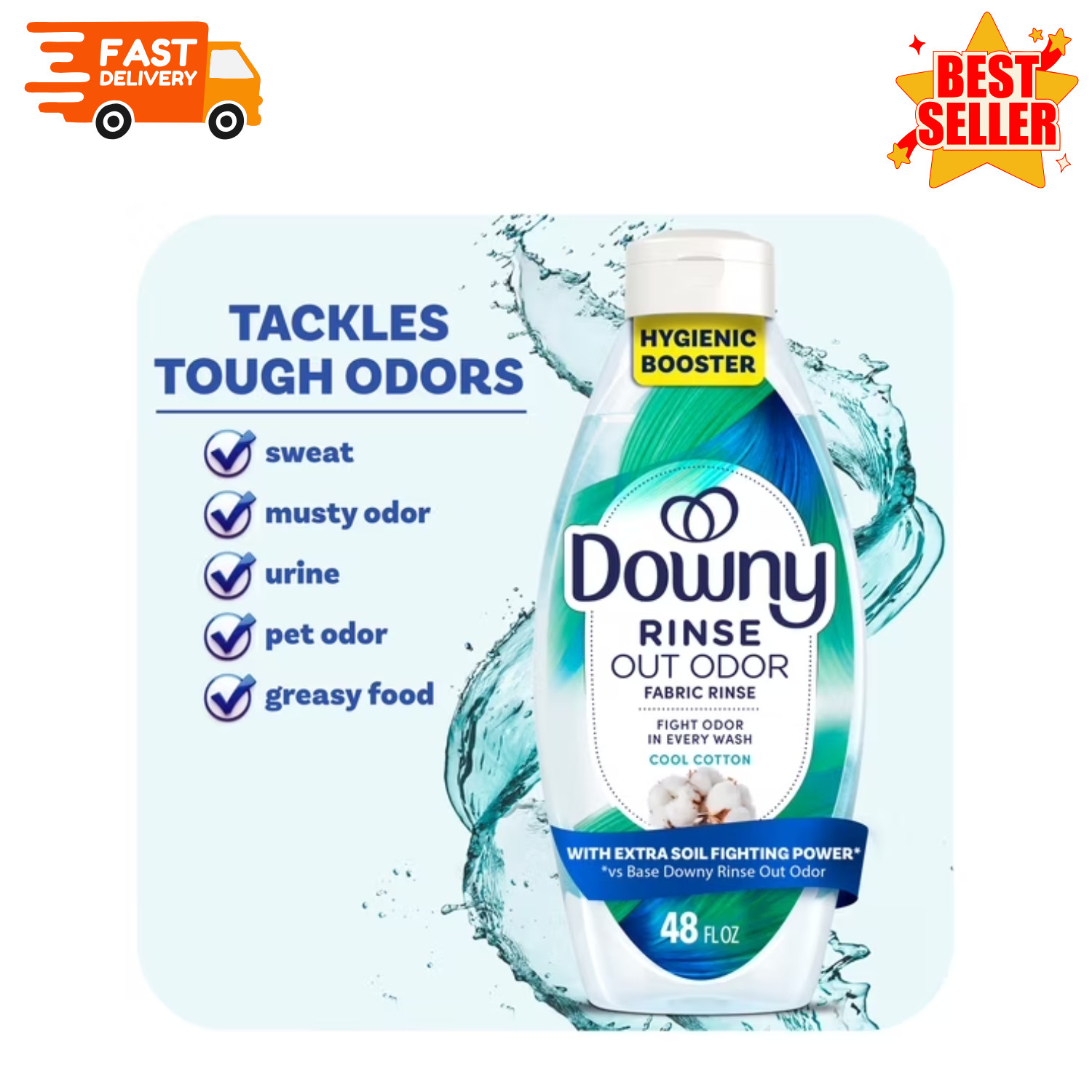 Downy Rinse Out Odor Laundry Rinse Cool Cotton Scent Refreshes 48 Fl Oz