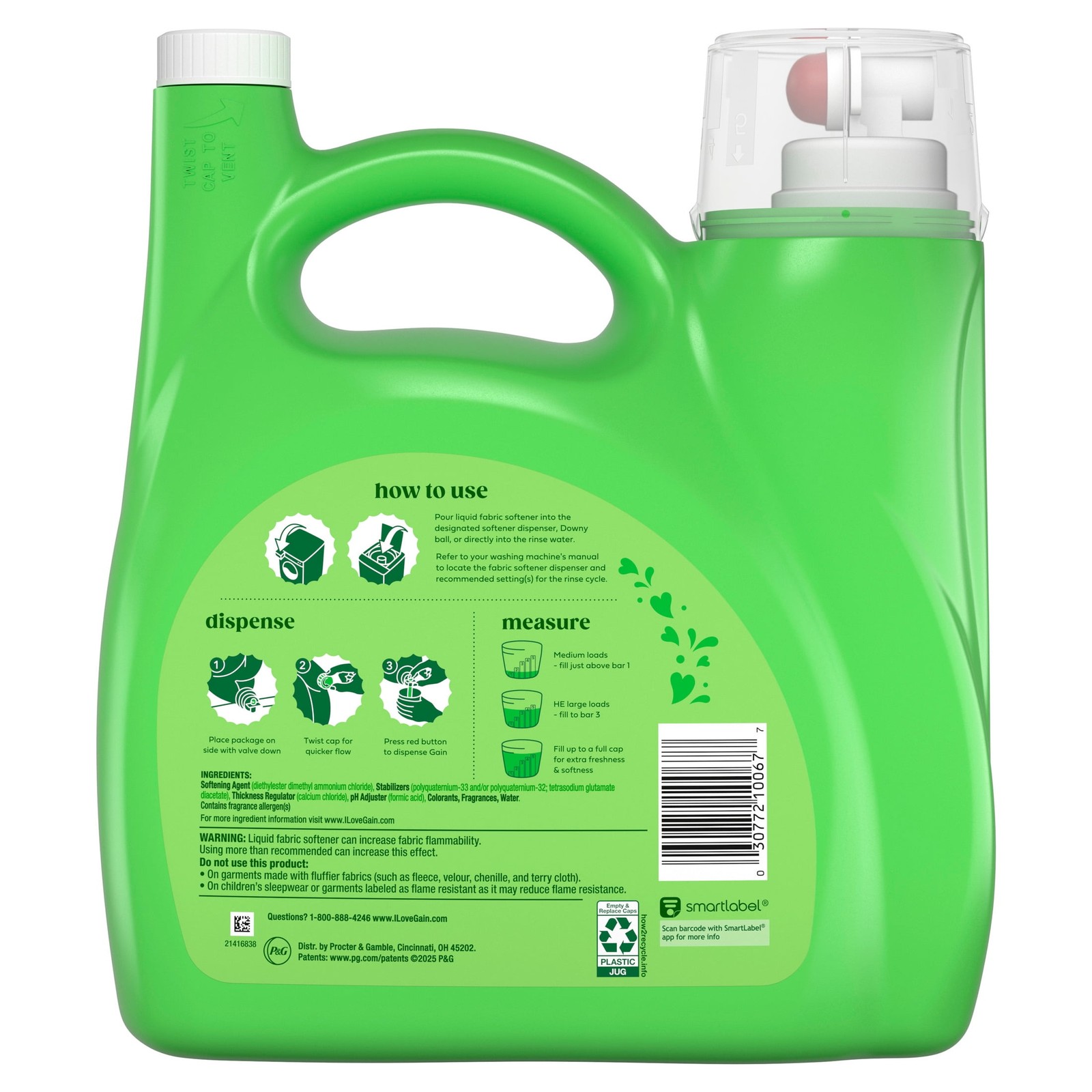 Gain Liquid Laundry Fabric Softener and Conditioner, Original Scent, 140 fl oz,