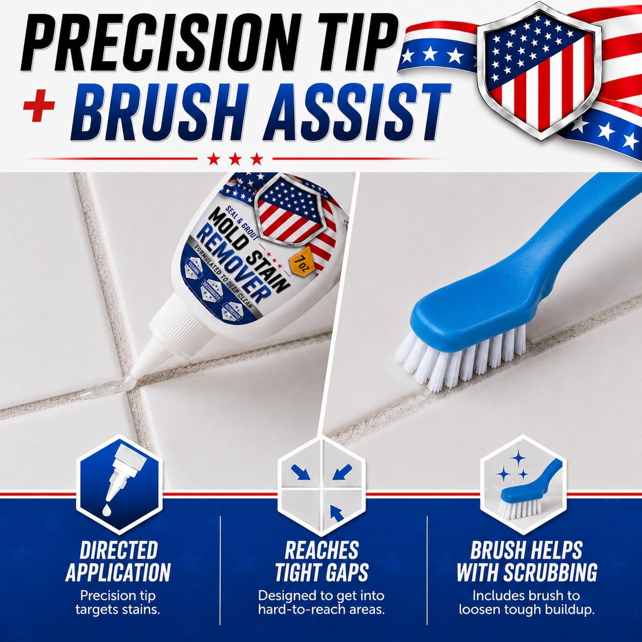 Mold Stain Cleaner Gel 7oz, Powerful Thick Stain Remover with Brush Applicato…