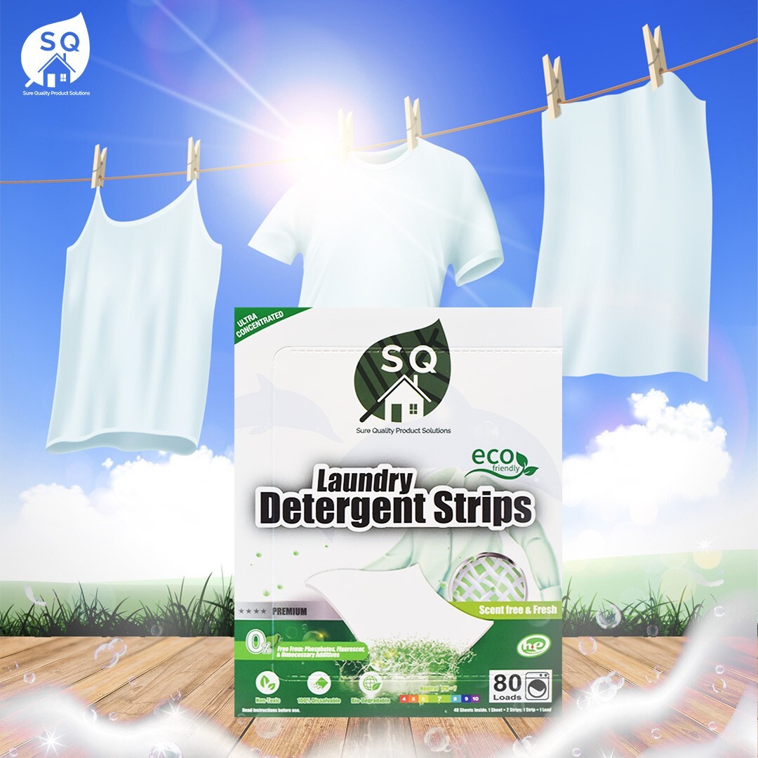 SQ Eco Laundry Strips – Free and Clear 80 loads (Pack of 4)
