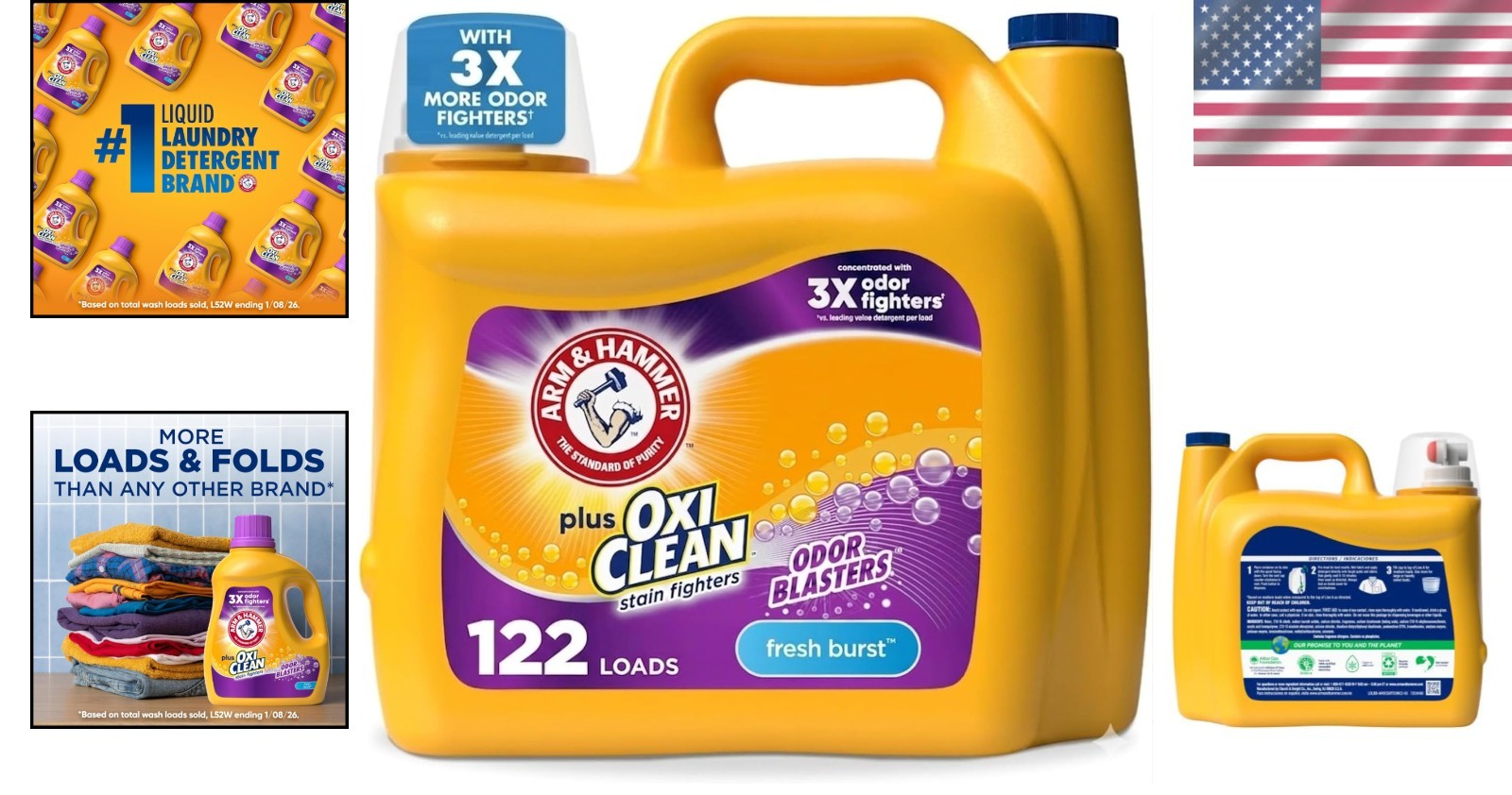 Plus OxiClean Odor Remover Laundry Detergent, 158.6 Fl Oz – Powerful Fresh Burst