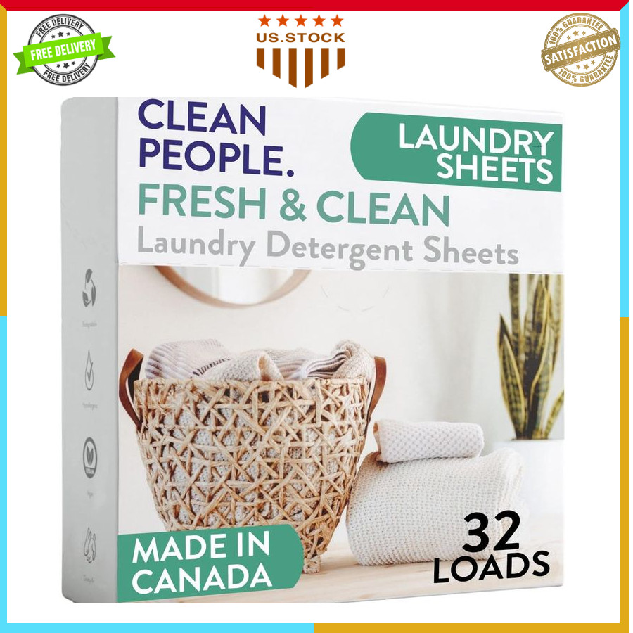 The Clean People Laundry Detergent Sheets Fresh Scent Ultra Concentrated 32 Pac