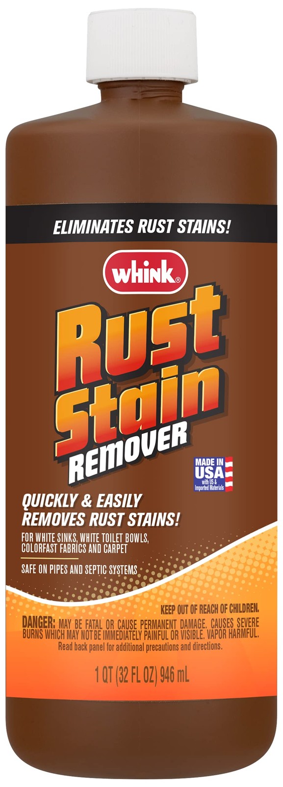 Rust-Oleum Whink Rust Stain Remover | Heavy-Duty 32 Fl Oz (Pack of 1), Brown