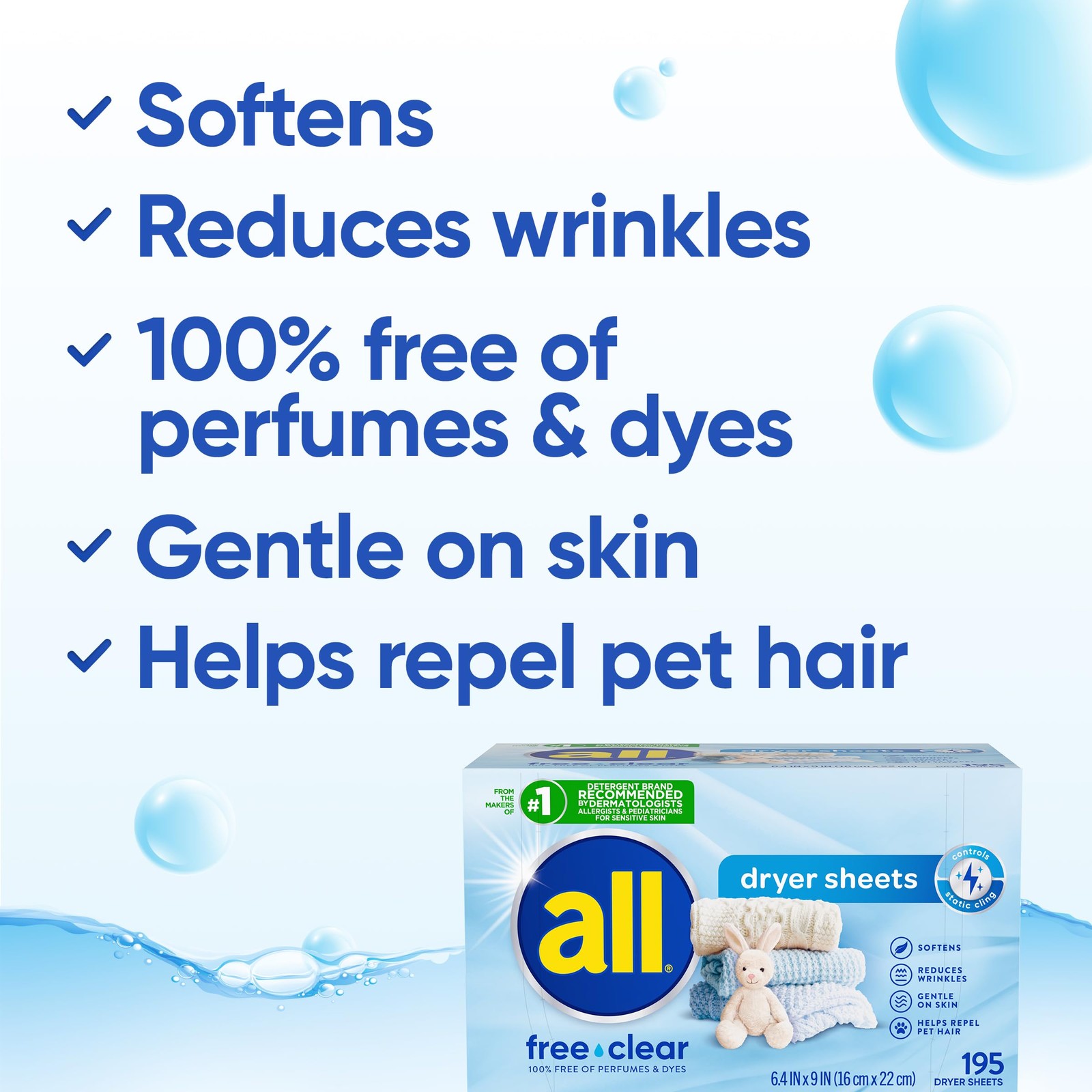 Bundle of All Mighty Pacs Laundry Detergent, Free Clear 60 Count + 195